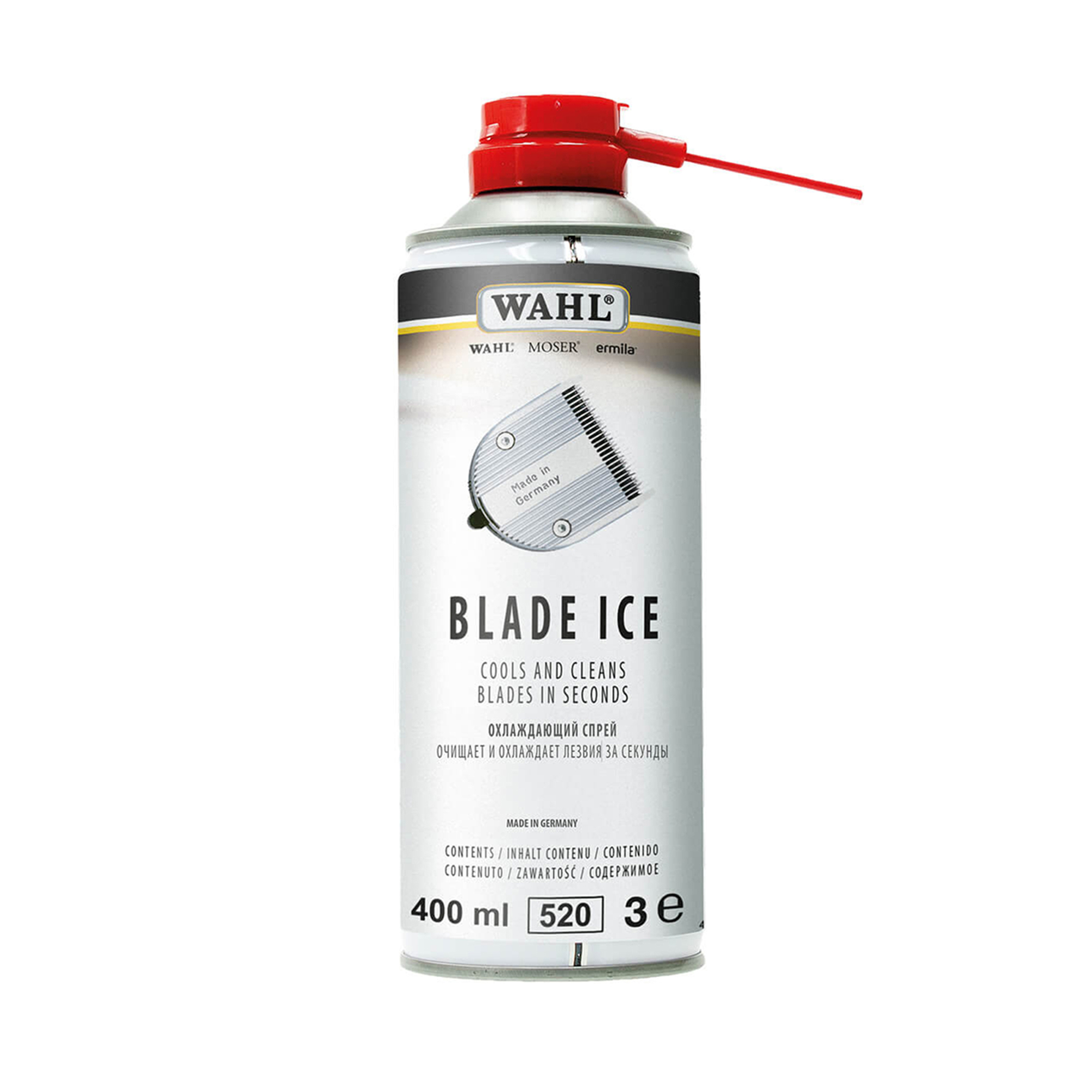 Wahl Blade Ice 400mL Espray para Mantenimiento de Máquinas de Corte - Espray de Limpieza para Cuchillas Cortapelos Cools and Cleans Blades in Seconds