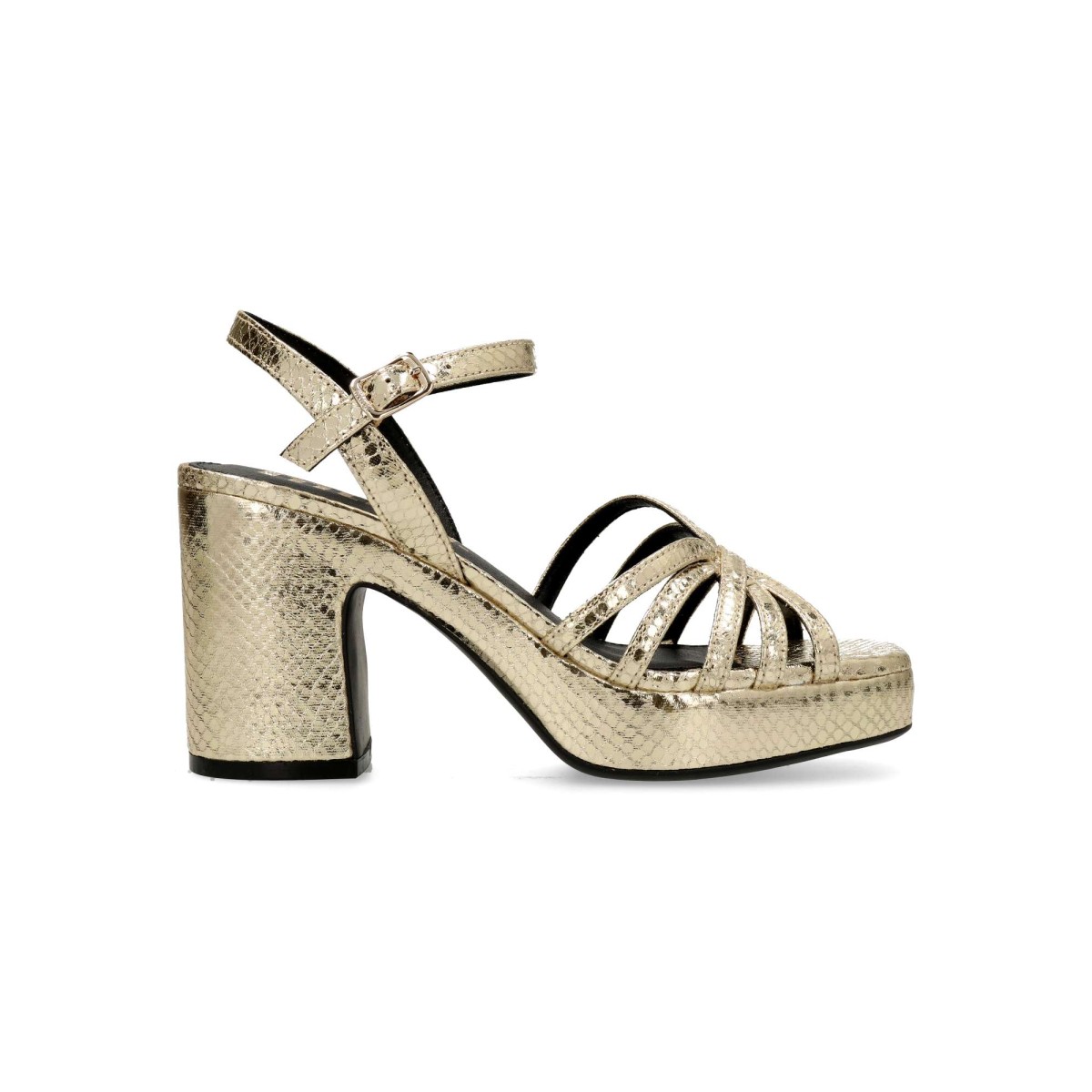 MTNG - Sandalias de fiesta Britt con efecto serpiente para mujer, tacón 8,5 cm y plataforma 2,5 cm, ideales para bodas y comuniones