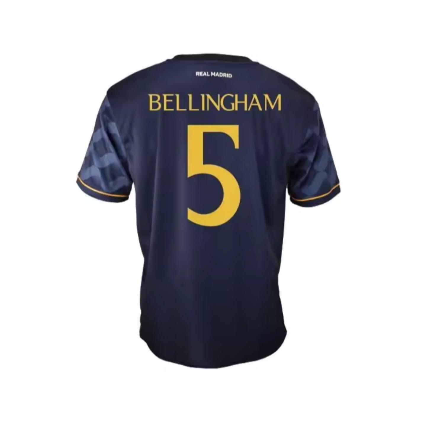 Real Madrid Conjunto Niño Camiseta y Pantalón Segunda Equipación de la  Temporada 2023-2024 - Bellingham nº5