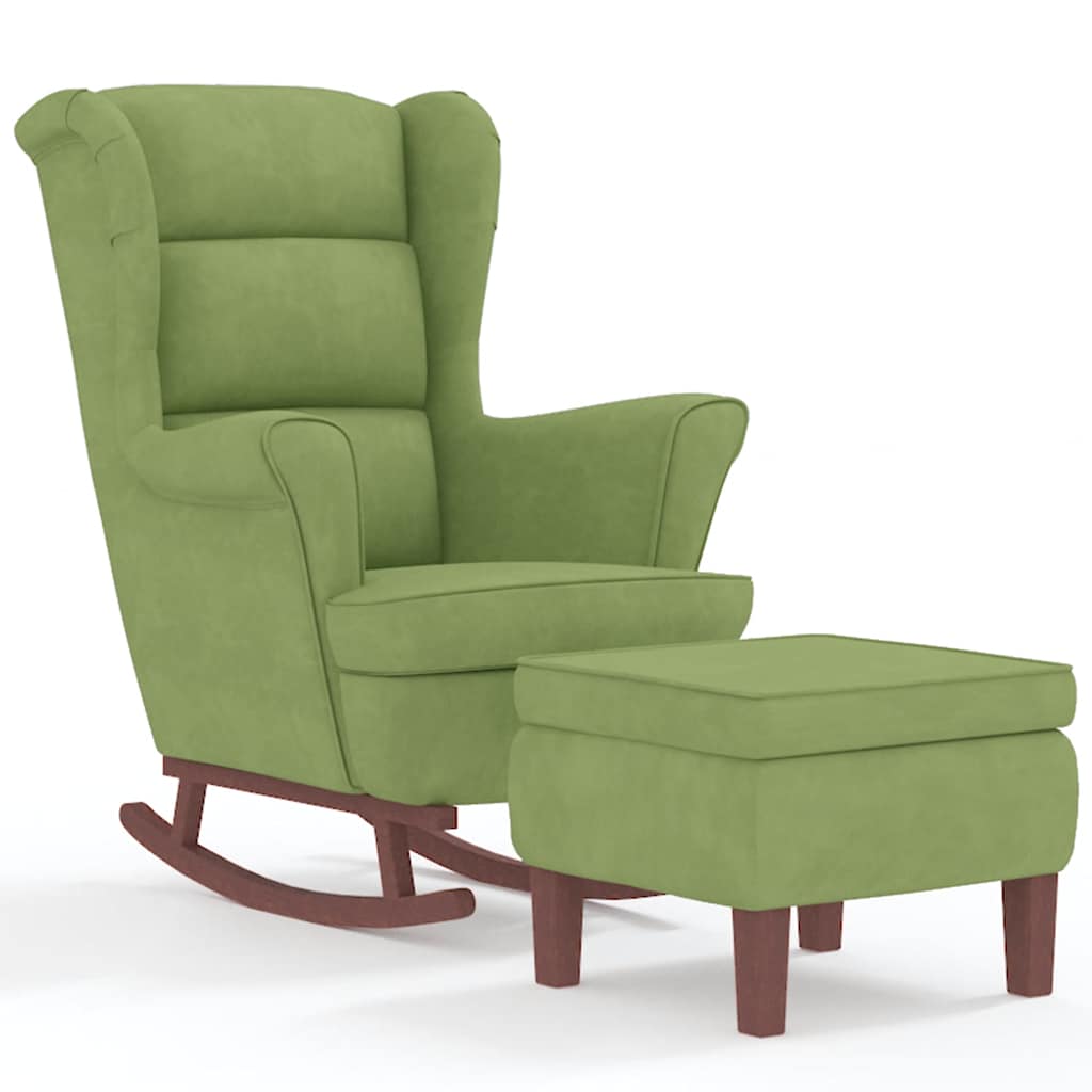 vidaXL Sillón Mecedora con Patas de Madera Silla de Descanso Tapizada Terciopelo
