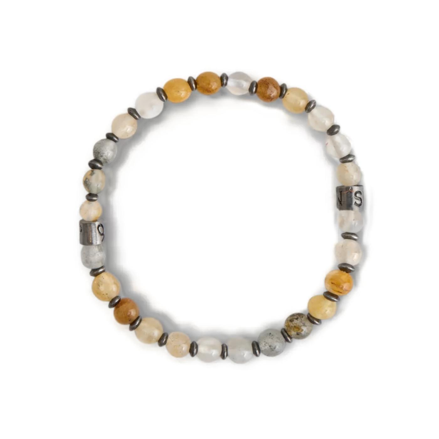 Pulsera Silbon piedras beige multicolor charm para hombre