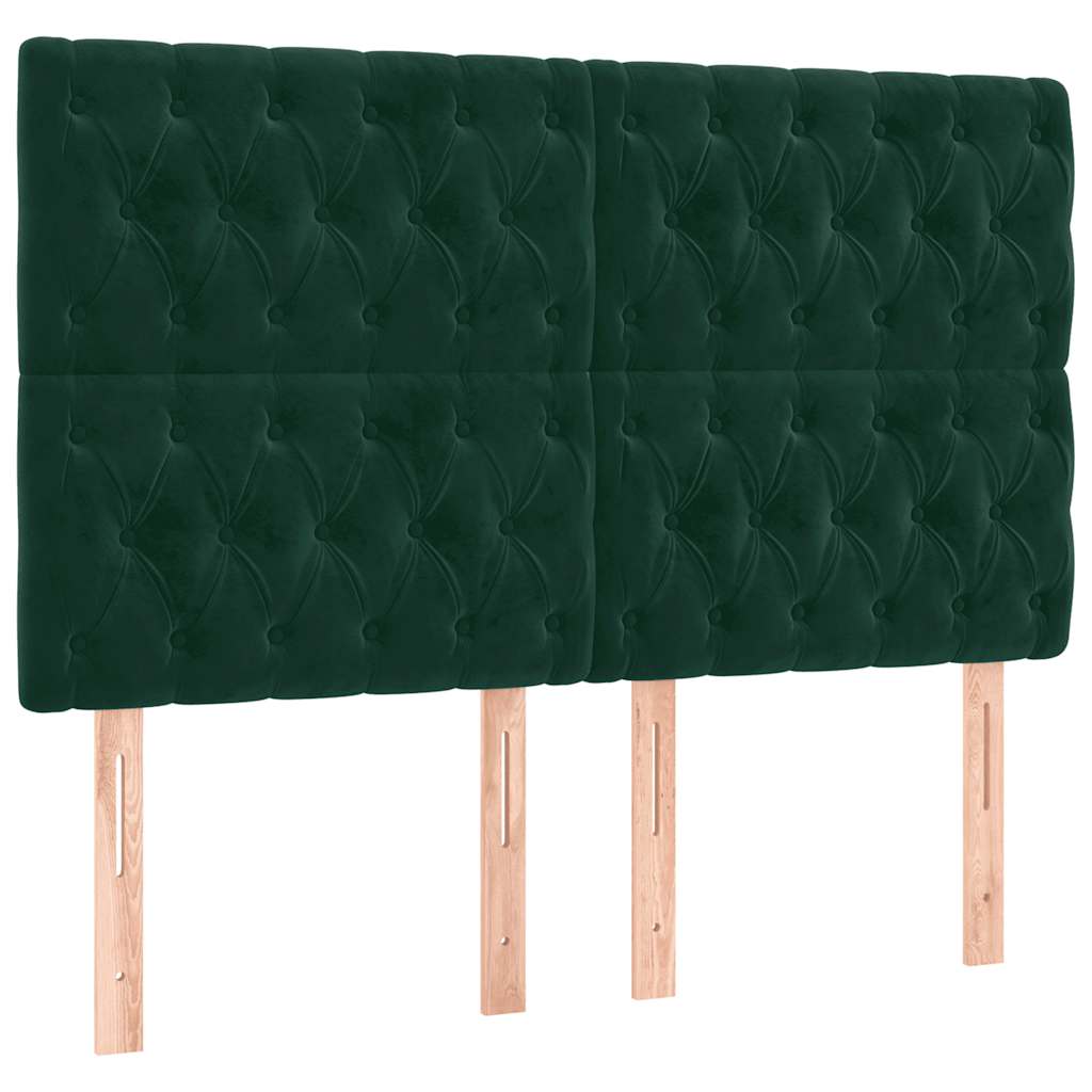 vidaXL Cabecero Terciopelo Verde Oscuro 160x7x118/128 cm