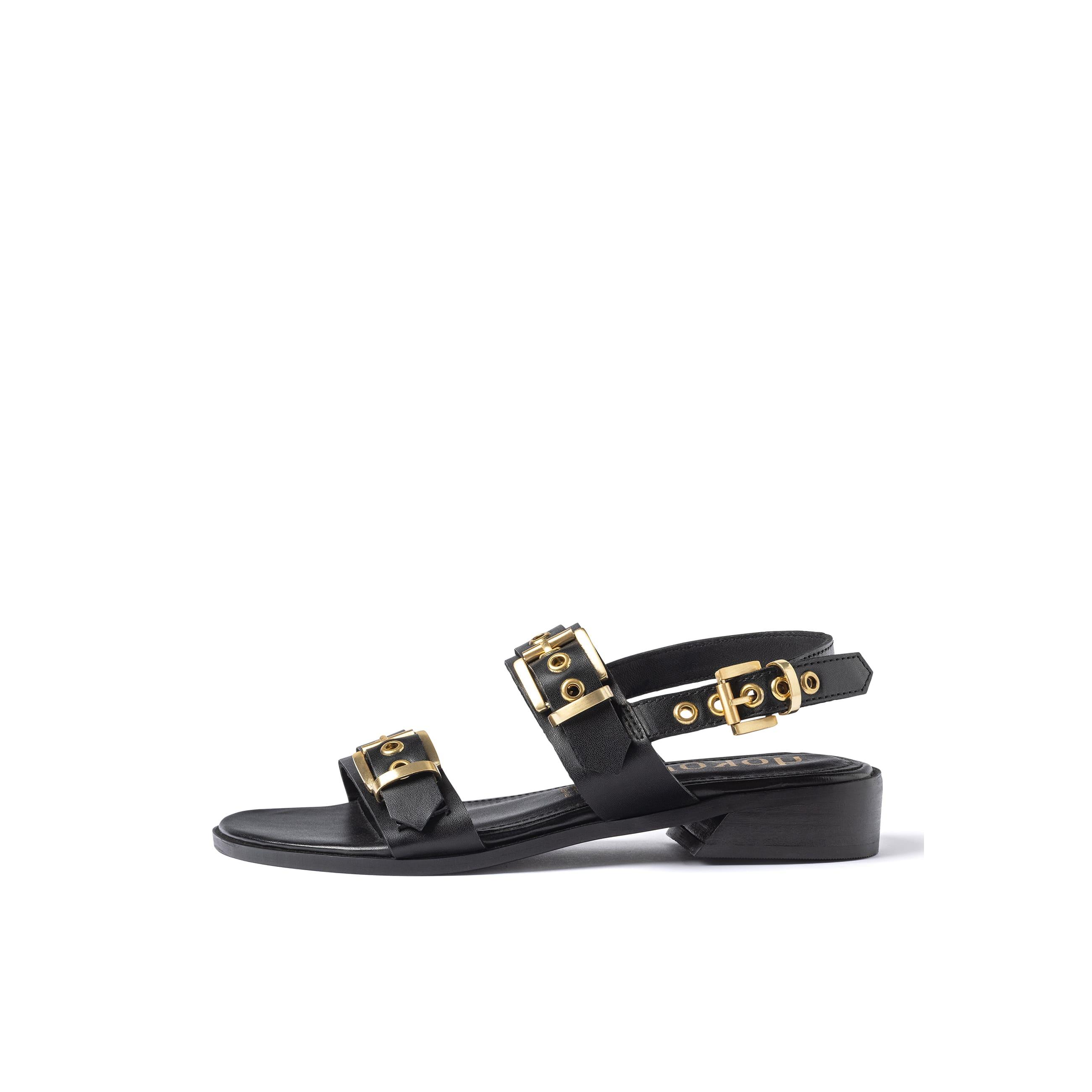 YOKONO sandalia plana RAB-254 NEGRO | Zapatos mujer Primavera-Verano | Piel vacuna  Napa | 3 CM