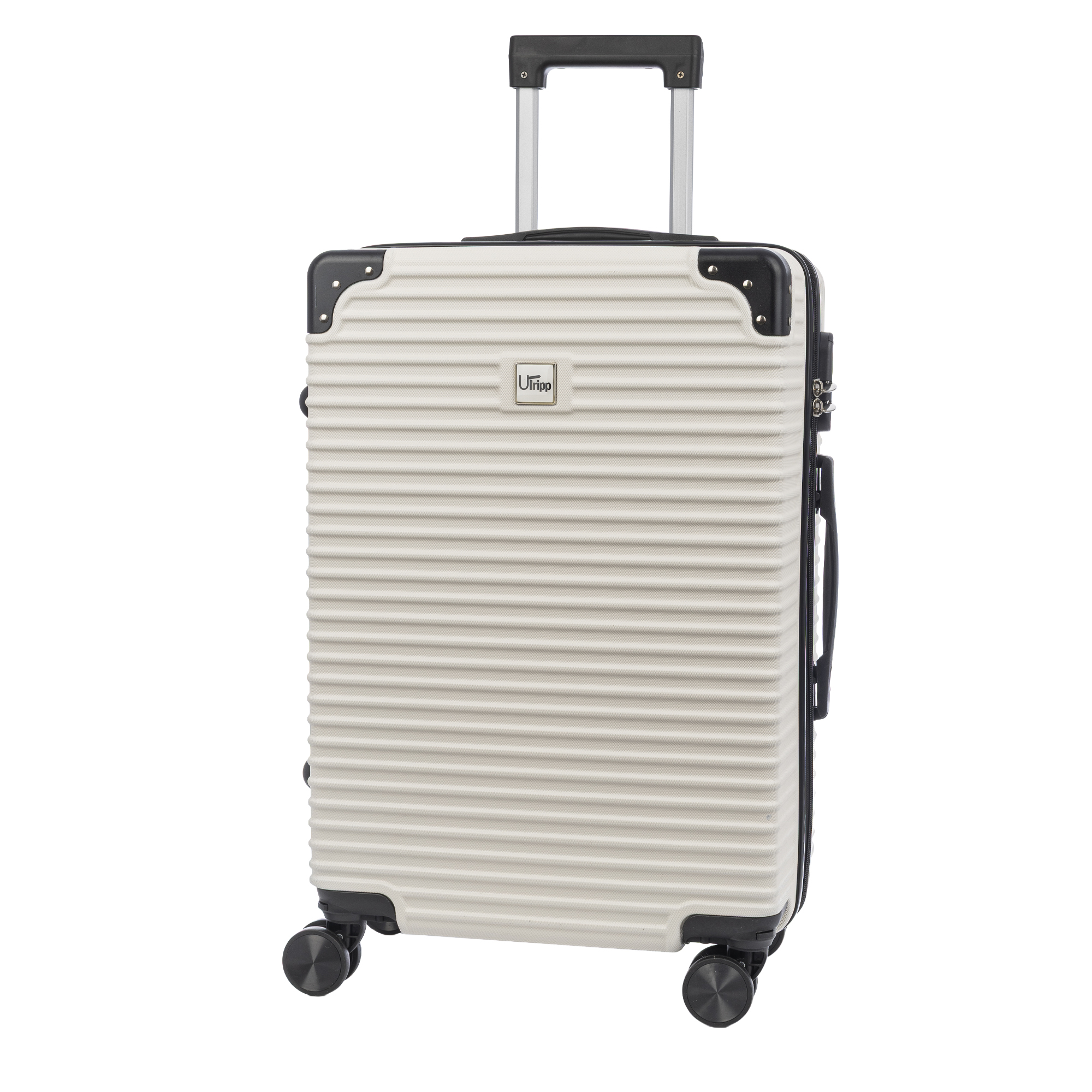 Maleta de cabina Trolley en material ligero de ABS de alta resistencia con esquinas reforzadas. Cerradura numérica y 4 ruedas dobles extraíbles y giratorias 360°.