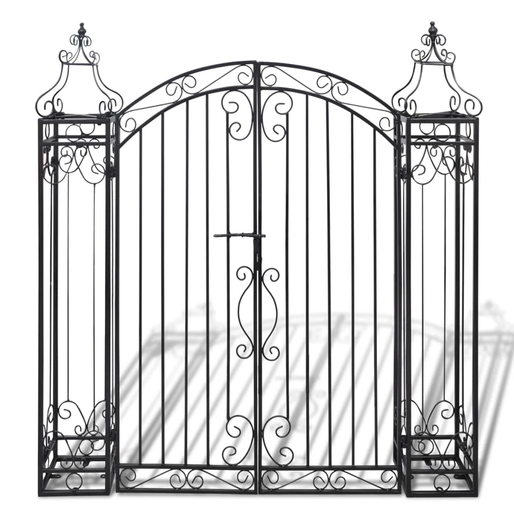 vidaXL Puerta de Jardín Entrada para Patio Hierro Forjado Negro Dimensiones 121 x 8 x 100 cm,  121 x 8 x 120 cm,  121 x 8 x 150 cm y mas