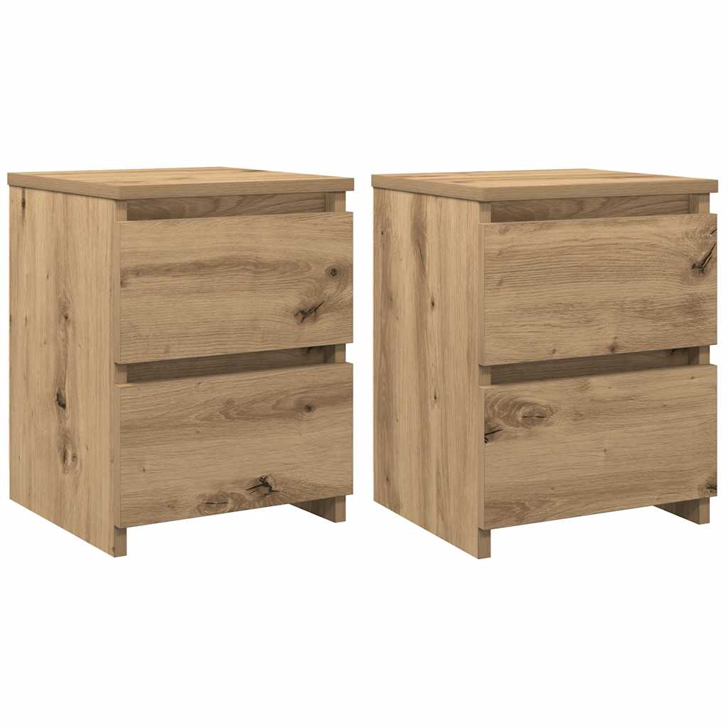 vidaXL Mesitas noche 2 uds madera ingeniería 30x30x40 cm Multicolor