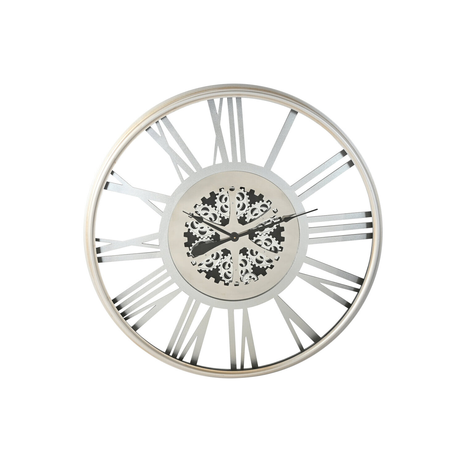 Reloj pared hierro 102x9,5x102 movimiento plateado , El mejor complemento para tu hogar.