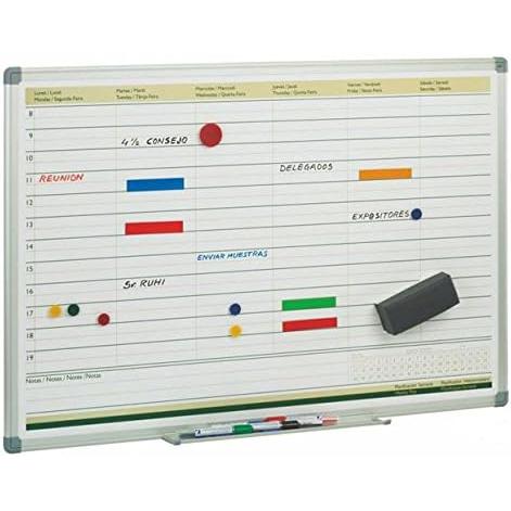 Faibo pizarra planificación semanal metálica lacado blanco marco de aluminio 600x900mm