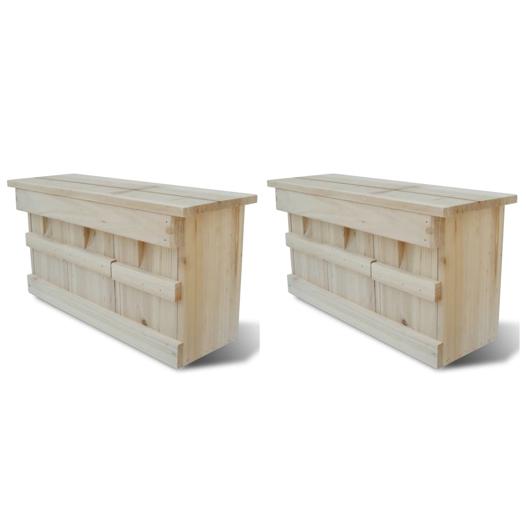 vidaXL Madera Maciza Caja Casa Nido Gorriones Pájaros 3 Cámaras Adorno Jardín Cantidad 1 unidad, 2 unidades