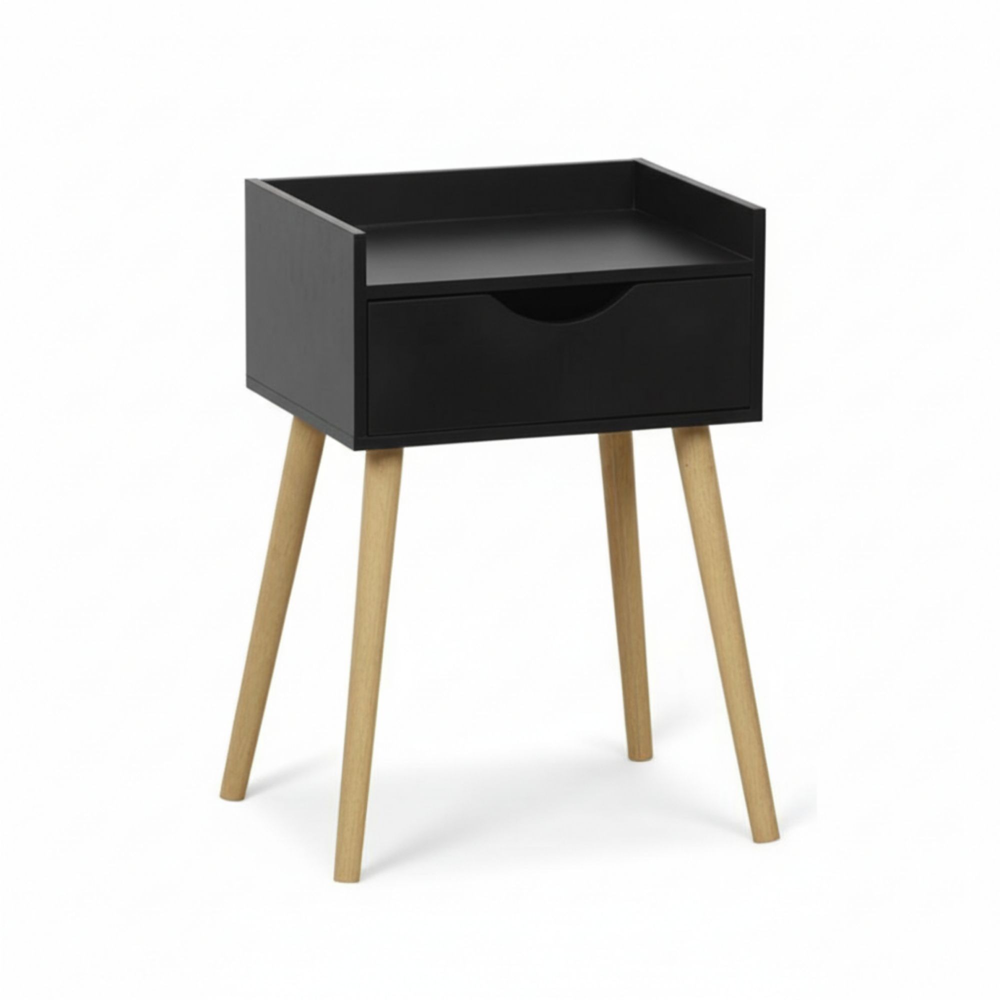 MOBLEKIT | Mesitas de Noche de Madera y Metal, Diseño Nórdico o Industrial con Opciones de Cajón, Puerta o Estantes, Muebles Compactos para Dormitorio
