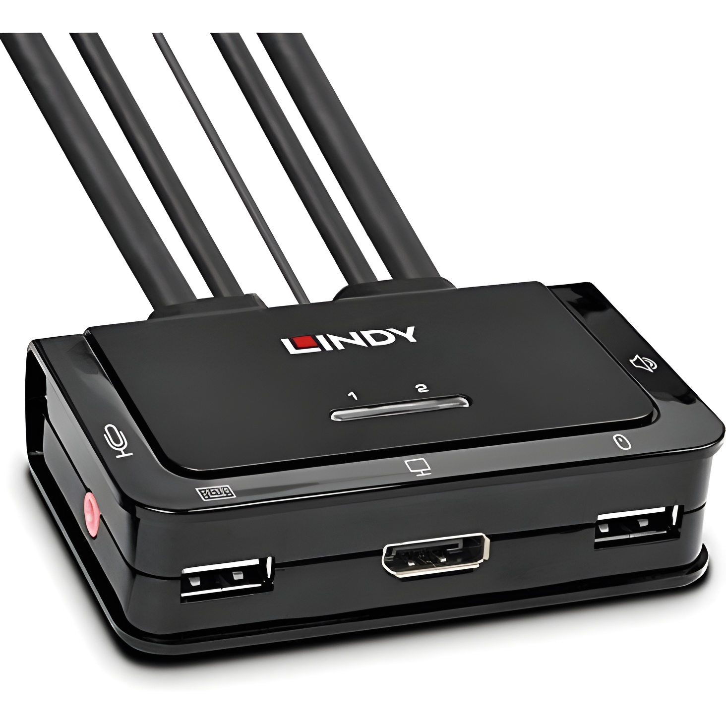 LINDY Switch KVM - Conmutador de 2 Puertos DisplayPort 1.2, USB 2.0 y Audio