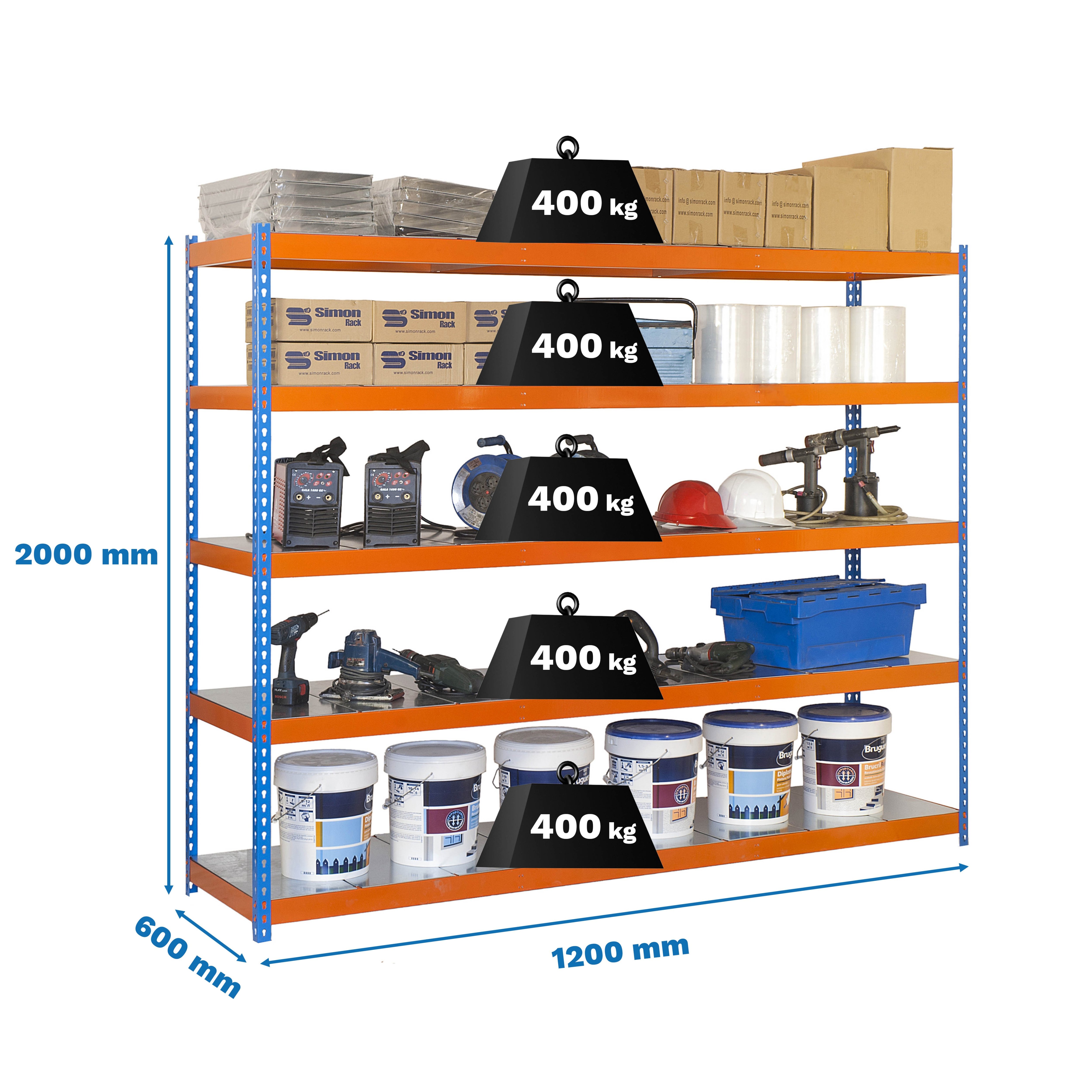Estantería SIMONRACK Ecoforte 1206-5 metal azul/naranja/galva