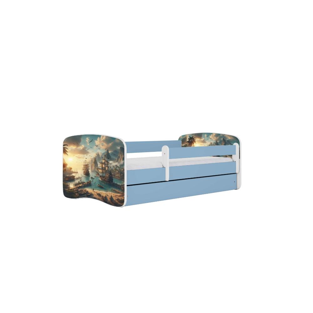Cama 160 x 80 cm Kocot Kids com gaveta e colchão BabyDreams Ship Blue