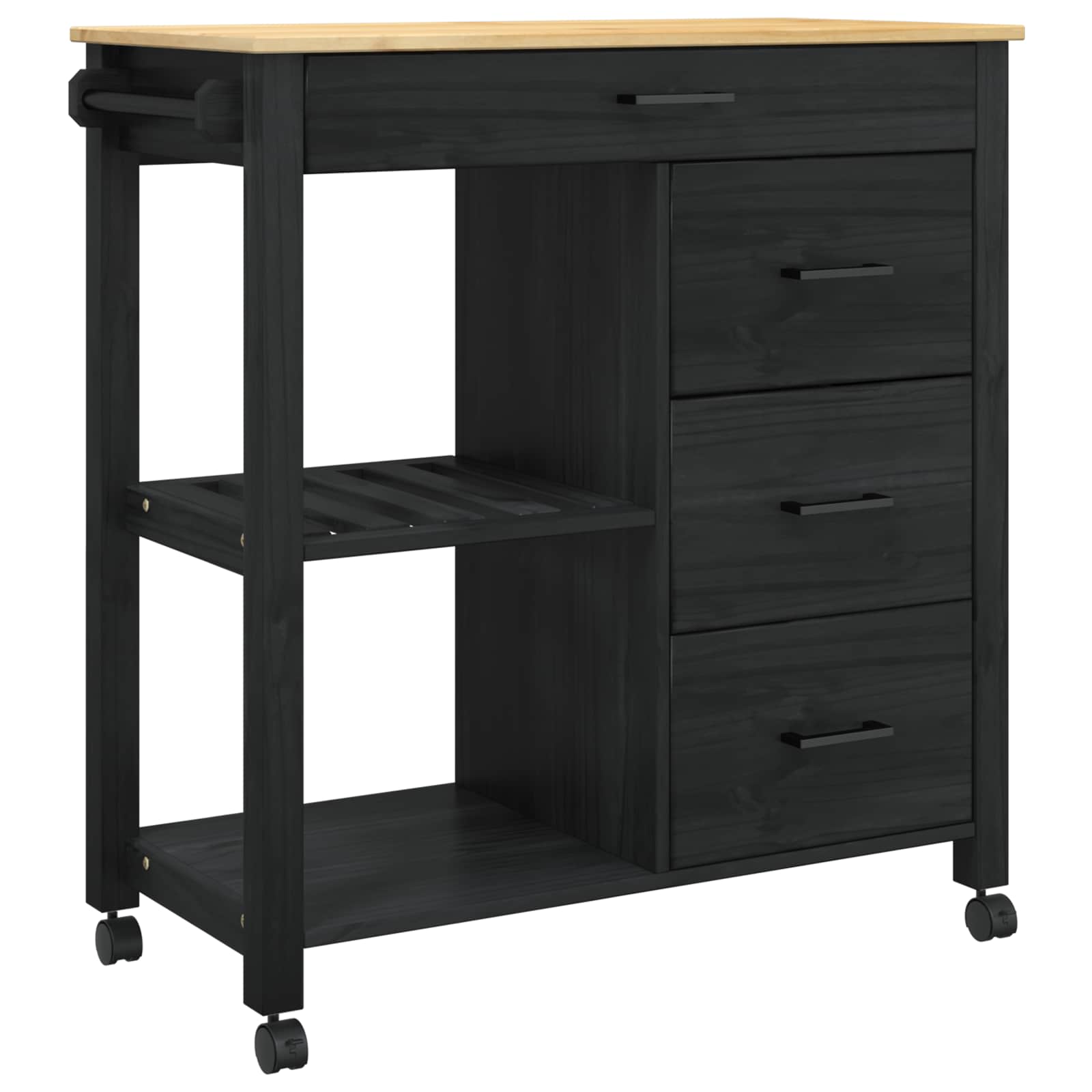 vidaXL Carrito de cocina MONZA madera maciza de pino 84x40x88,5 cm