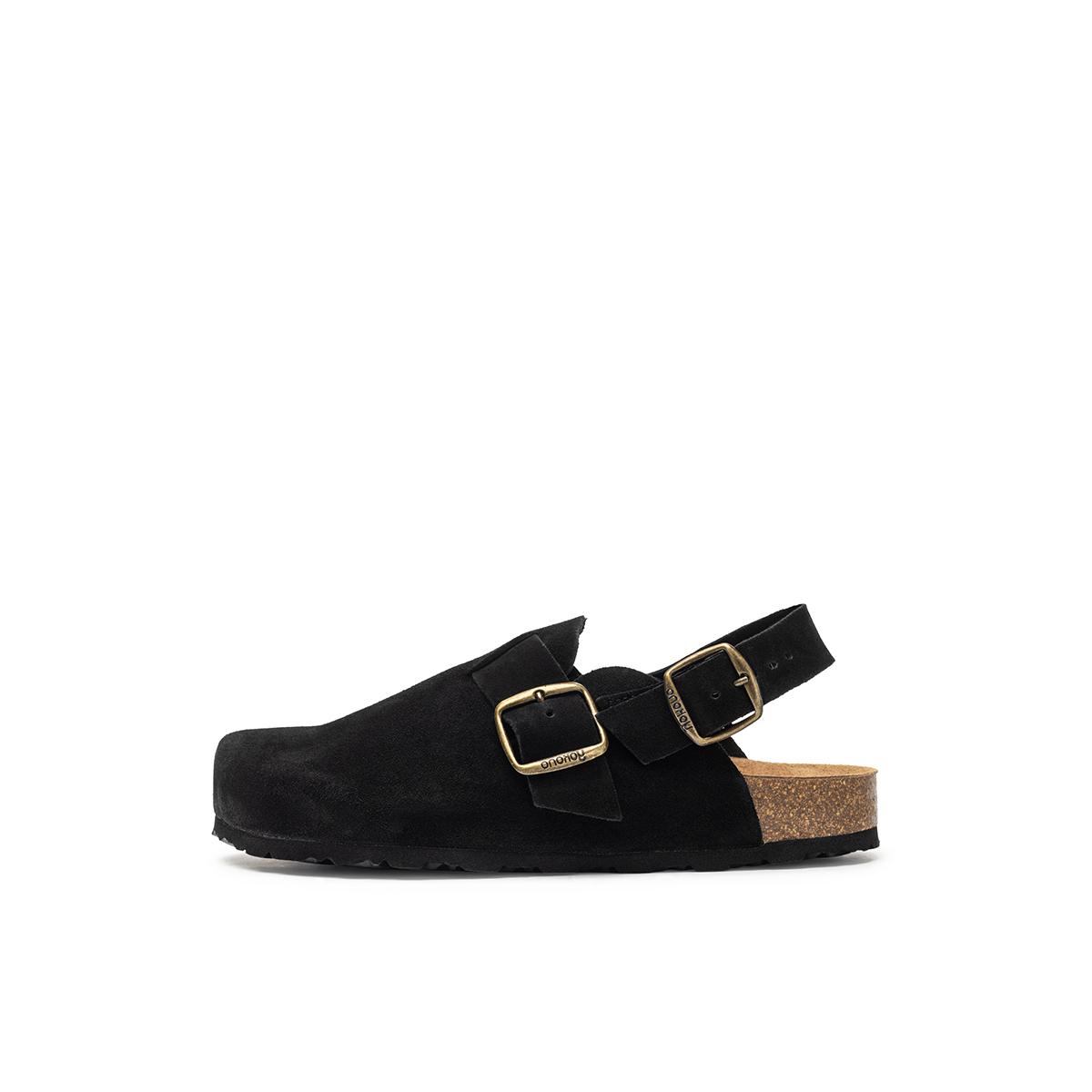 YOKONO Zapato plano ZUECO-600 NEGRO | Zapatos mujer Otoño-Invierno | Piel vacuna  Serraje | 2 CM