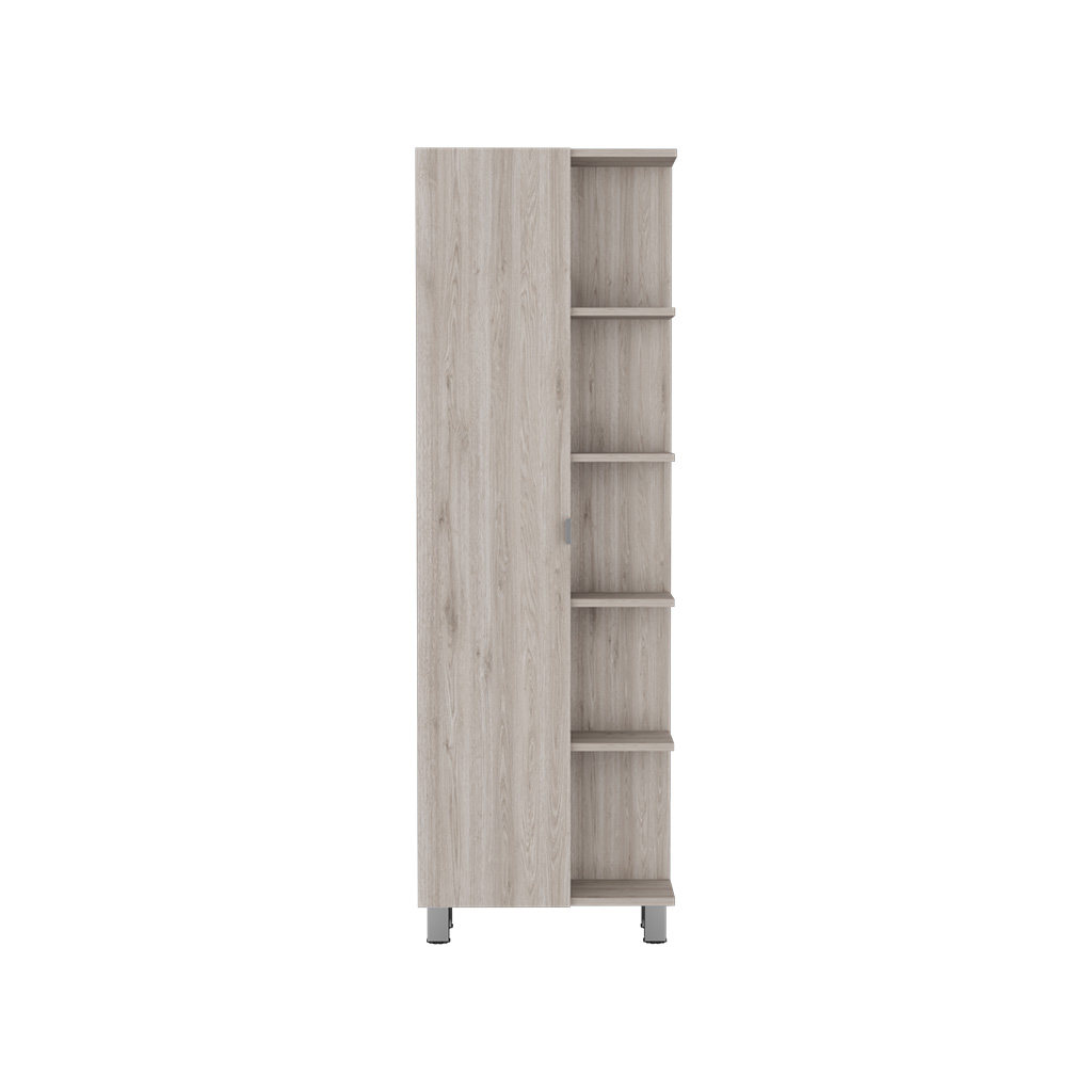TUHOME Mueble Alto de Baño Urano, con 5 estantes , Blanco Madera manufacturada Baño-Almacenamiento