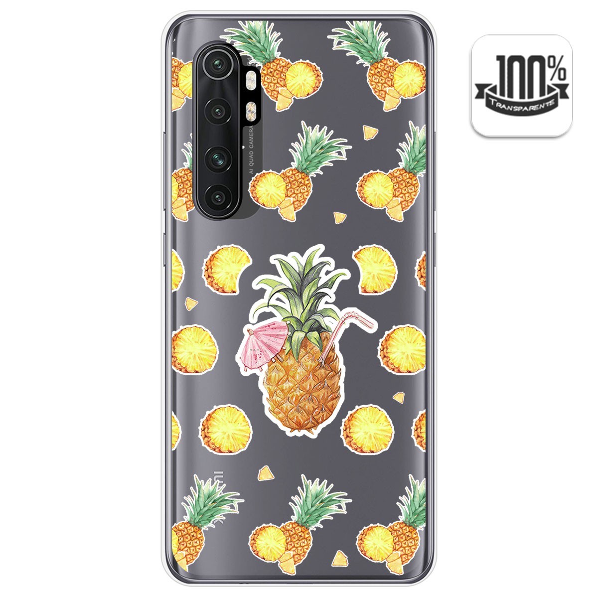 Tumundosmartphone Funda Gel Transparente Xiaomi Mi Note 10 Lite Diseño Piña