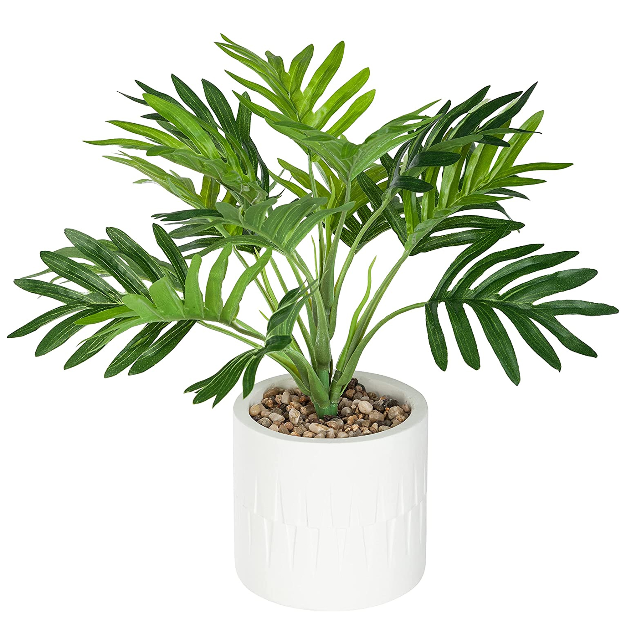 Atmosphera Palma Artificial con Macetero de Cemento Blanco Etnik Altura 29 - Decoración de Hogar