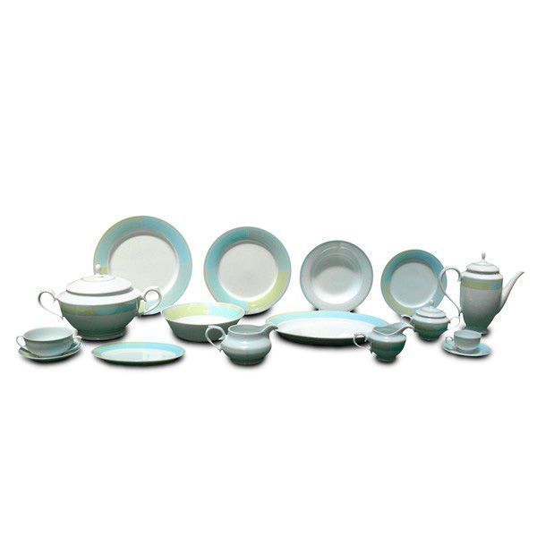 Vecchia Vajilla Moderna 83 Piezas Porcelana Blanca Colores Frescos - Servicio Mesa 56 Piezas | Servicio Café 27 Piezas
