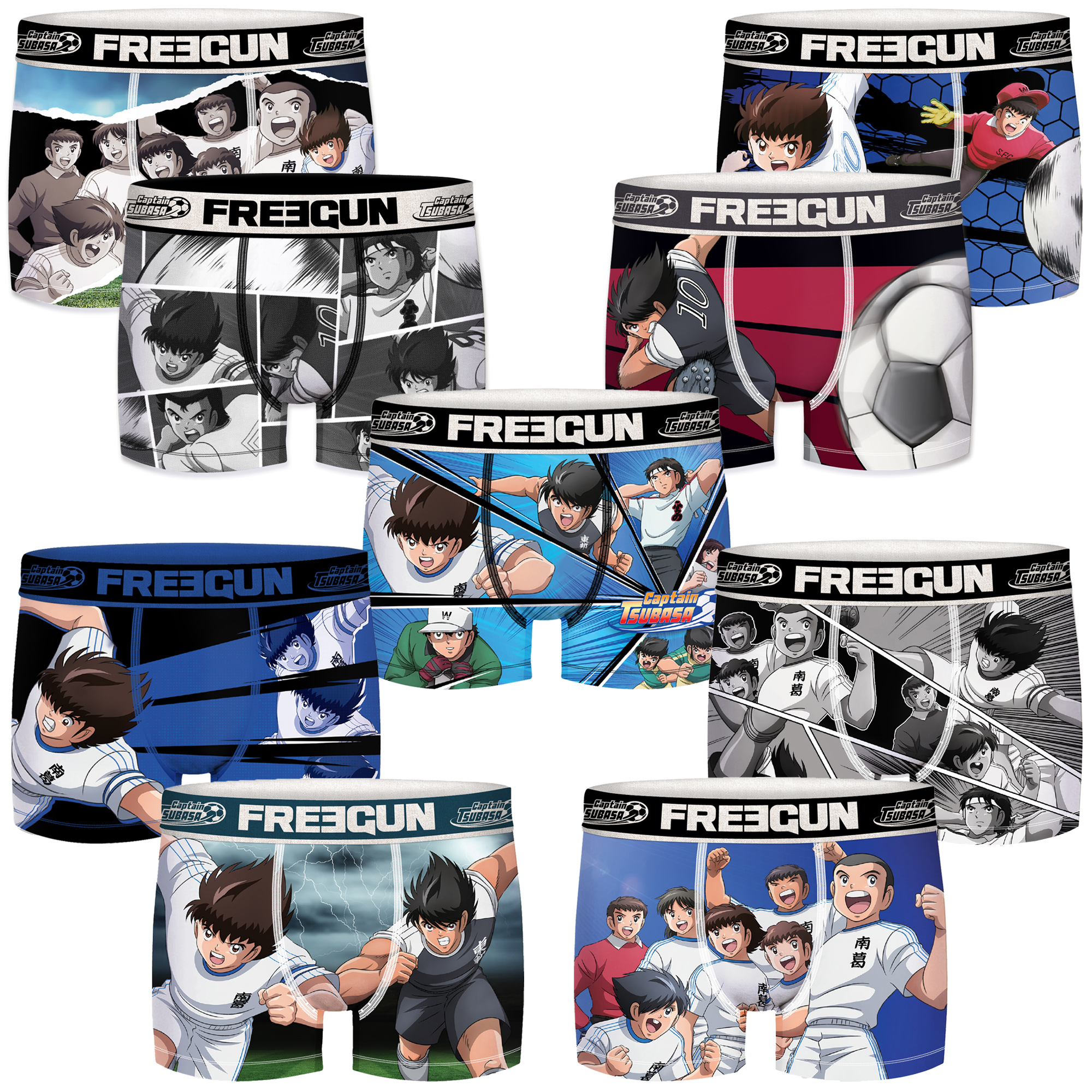 Freegun Set de 9 Calzoncillos Bóxer Oliver y Benji Hombre Microfibra Multicolor Impresión por Sublimación