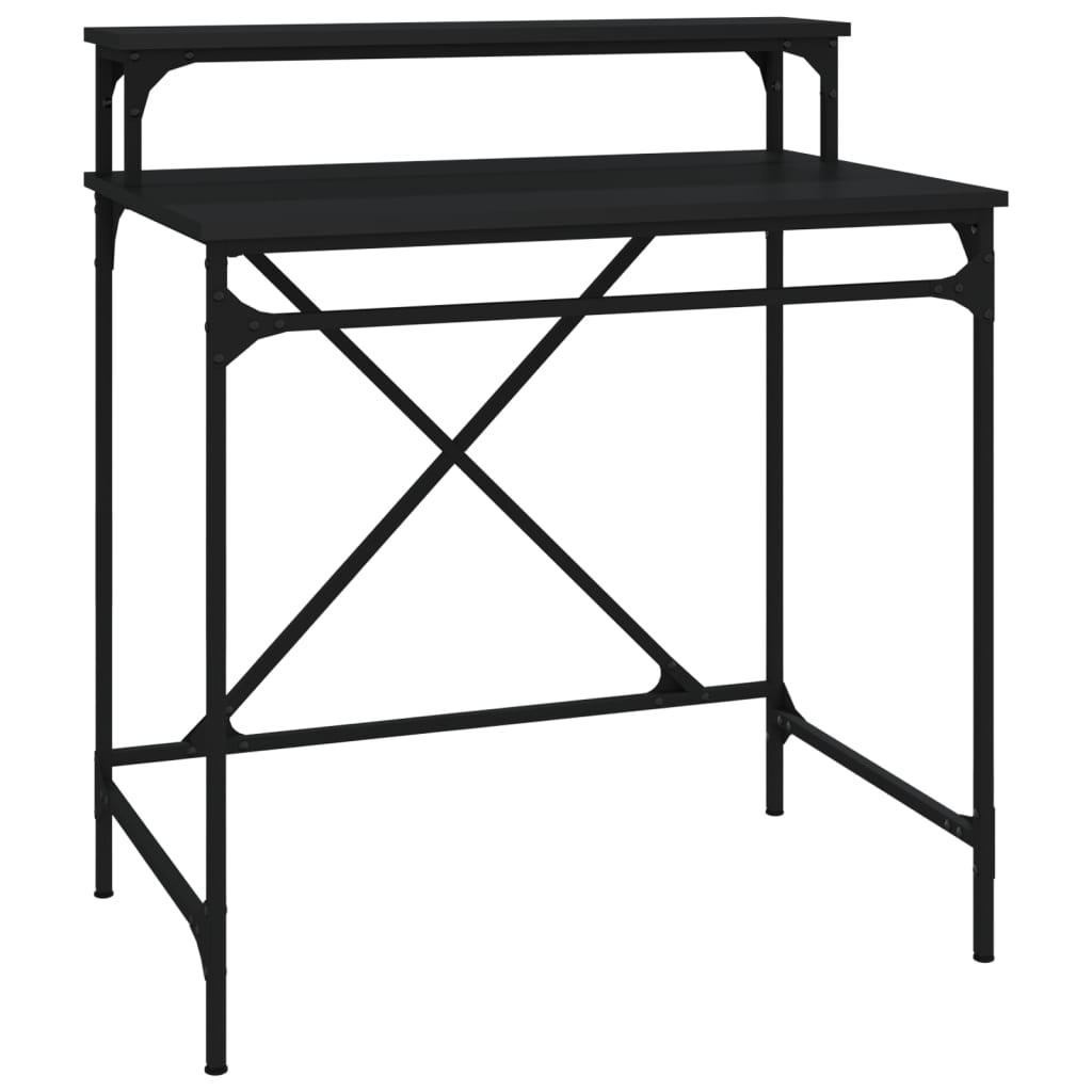 vidaXL Escritorio de hierro y madera contrachapada negro 80x50x90 cm