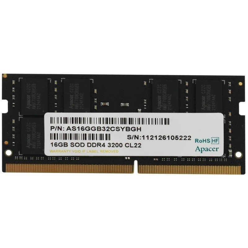 Memoria RAM Apacer ES.16G21.GSH 16GB/ DDR4/ 3200MHz/ 1.2V/ CL22/ SODIMM