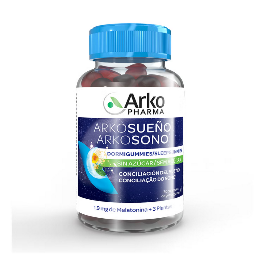 Arkopharma Arkosueño Dormigummies 60 gominolas Vegano Sin Azúcar para Conciliar el Sueño Fácilmente con Melatonina y Plantas Medicinales