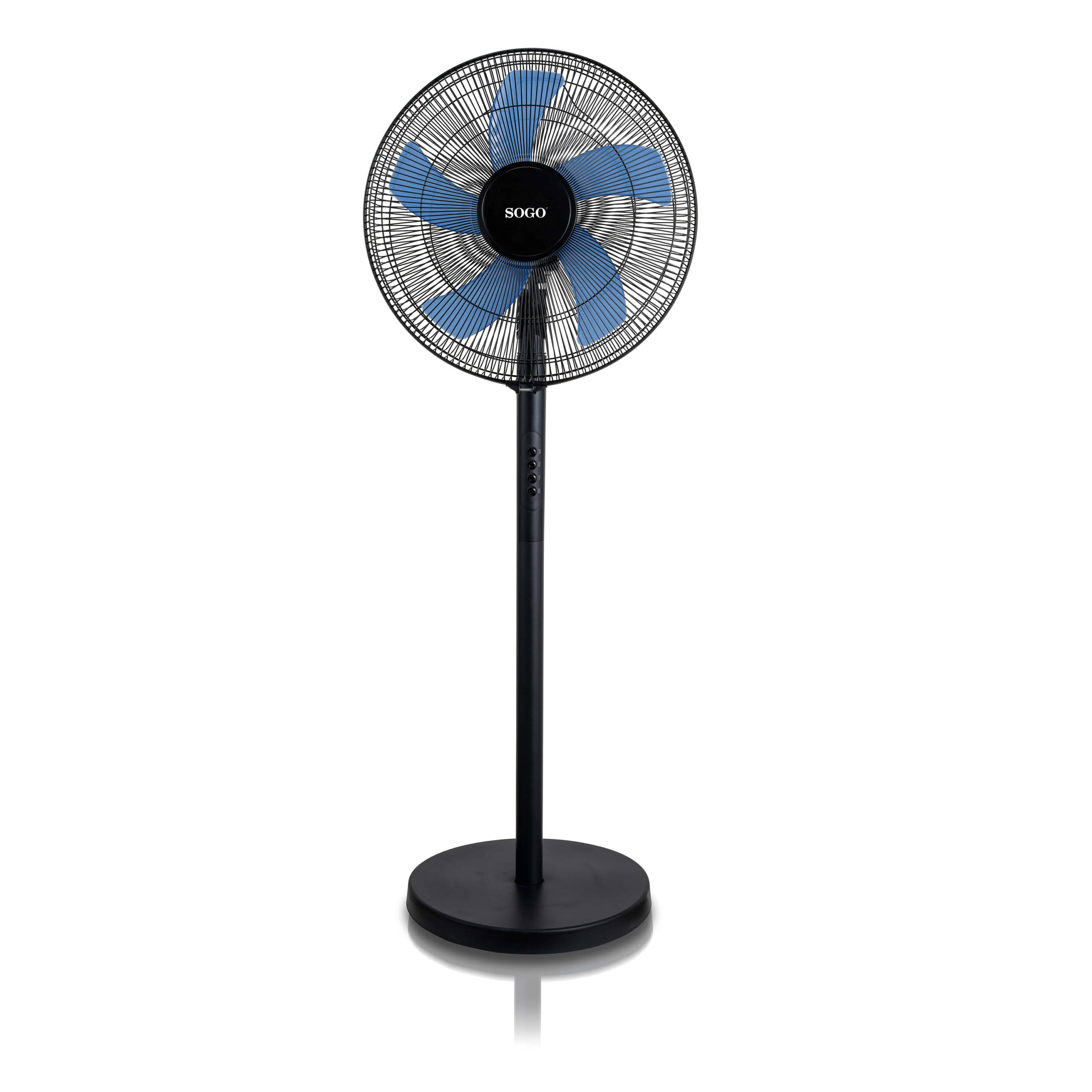 Ventilador de pie Sogo - 5 ASPAS - BASE REDONDA - 16” 40CM - 50W-NEGRO