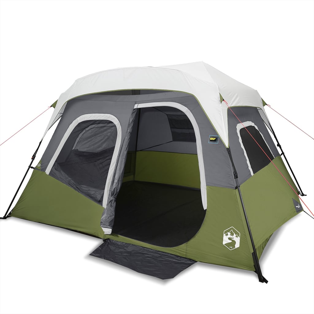 vidaXL Tienda Familiar con LED 6 Personas Apertura Rápida Toldo Carpa Color Azul,  Gris claro y naranja,  Verde y mas