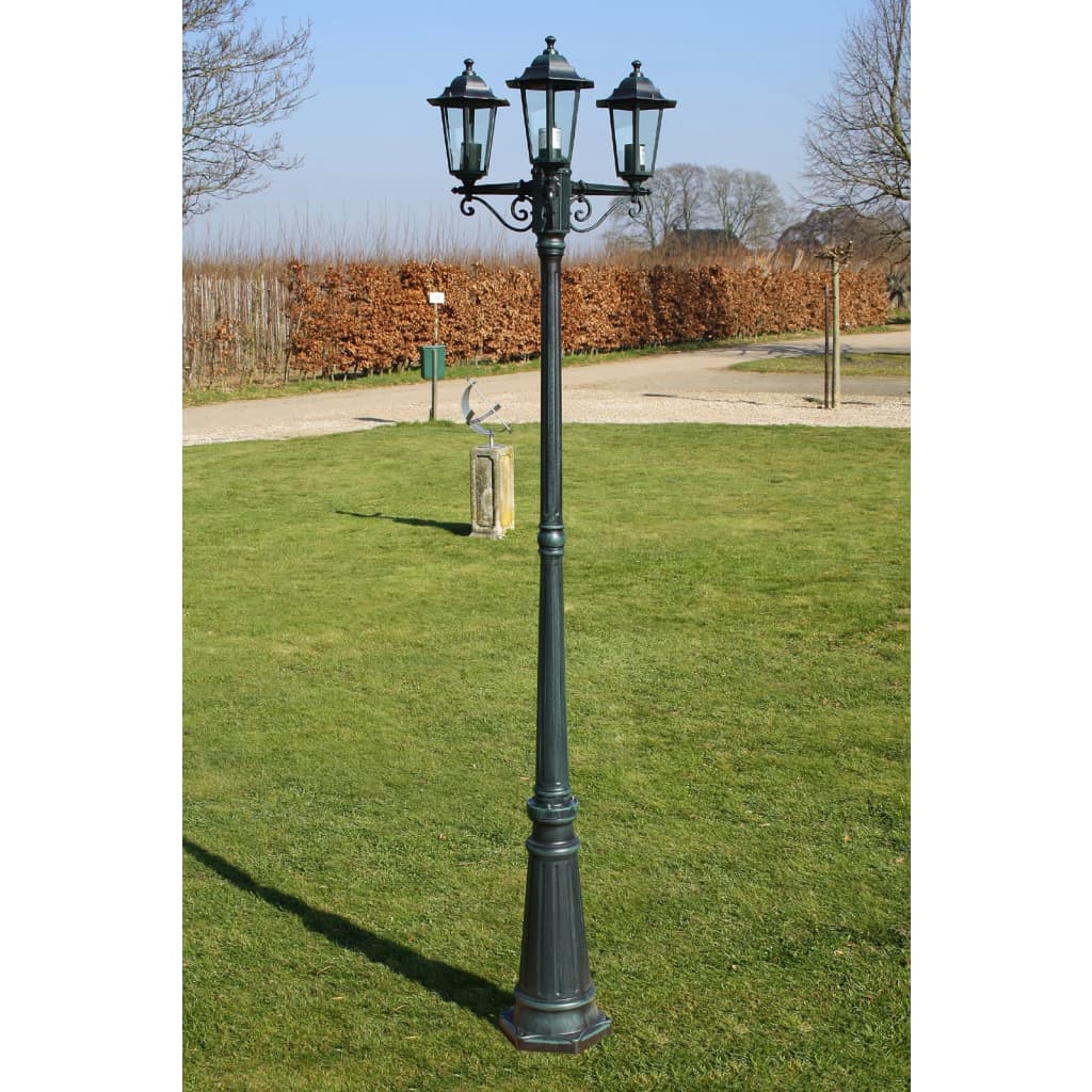 vidaXL Farola de Jardín con 3 Lámparas Aluminio Lámpara de Patio 215 cm Color Blanco,  Verde oscuro, y mas