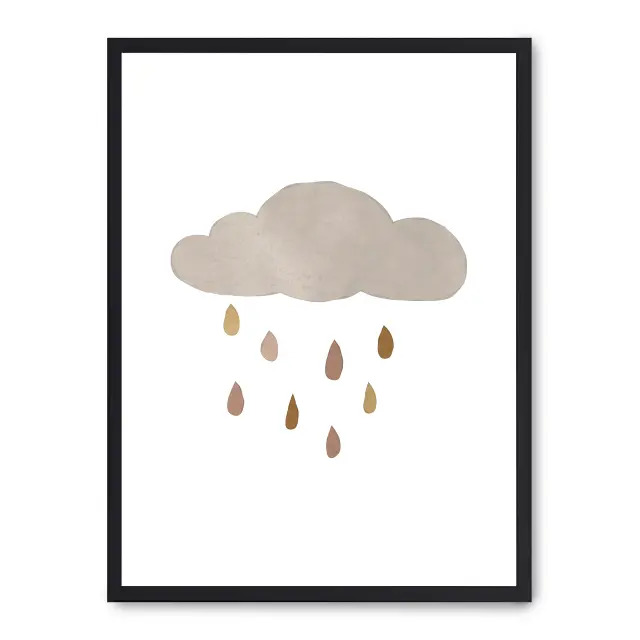 Cuadro cloud ii 30x40cm, Póster impreso en papel de primera calidad de 180gr, montado sobre marco de madera MDF acabado en negro., Infantil - Bebé