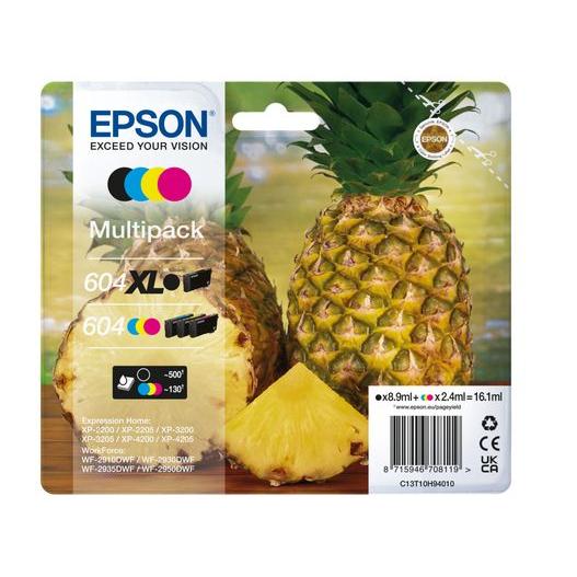 Epson - Cartucho de tinta original C13T10H94010 604XL multipack cian, magenta, amarillo y negro para impresoras Epson, capacidad XL hasta 500 páginas negro