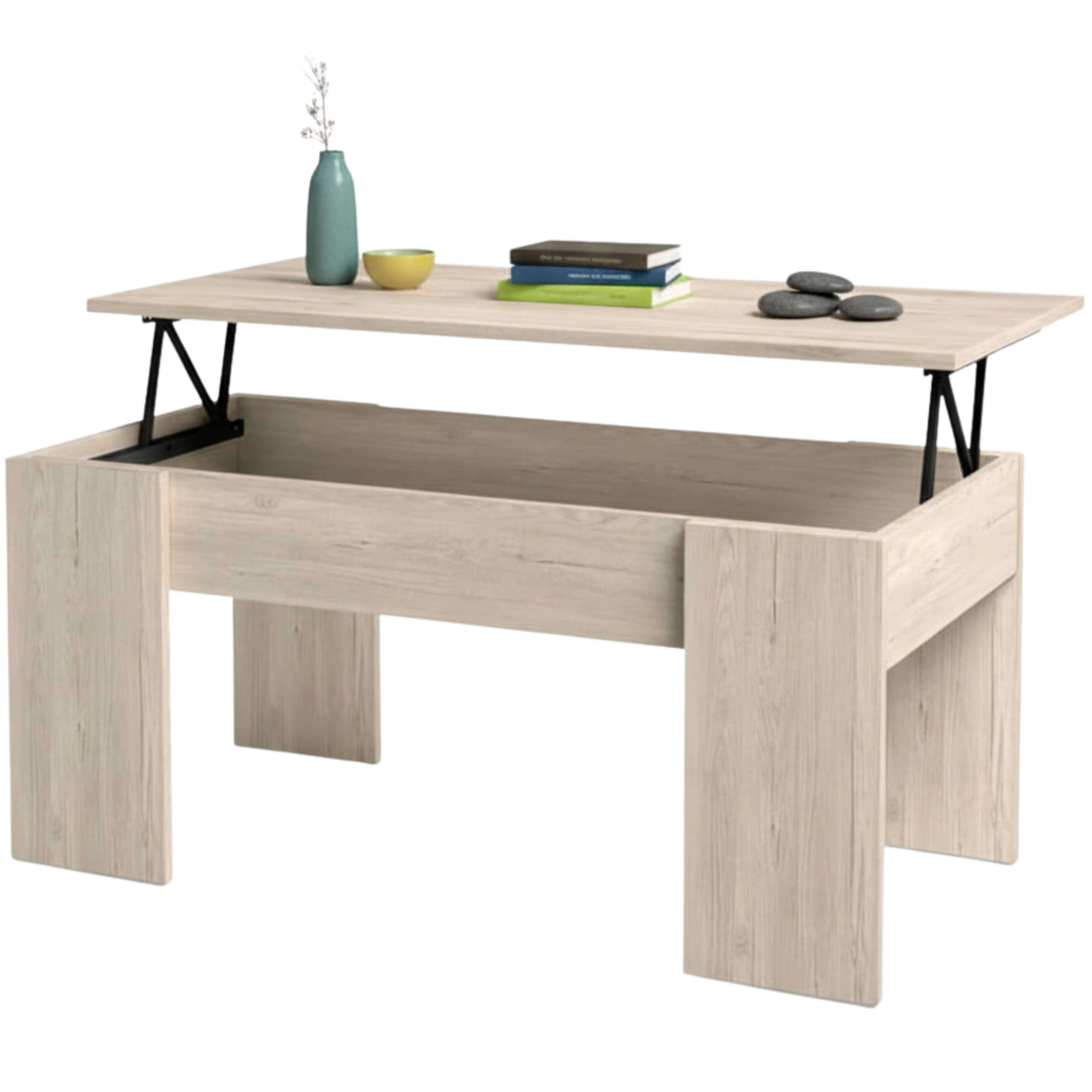 Miroytengo Mesa de centro elevable Low salón comedor color color sahara estilo moderno mueble 100x45x50cm