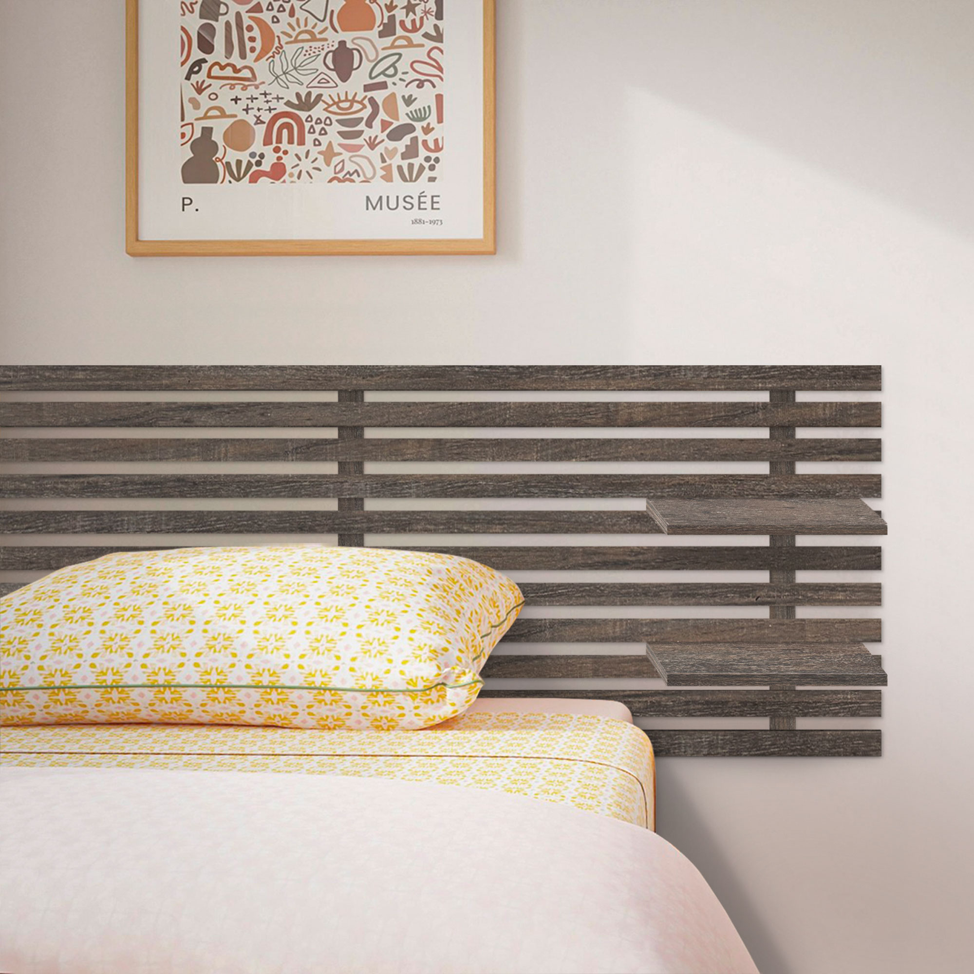 Cabecero con Estantes de Madera reciclada DM Colgante Pared Estilo Palet Japones