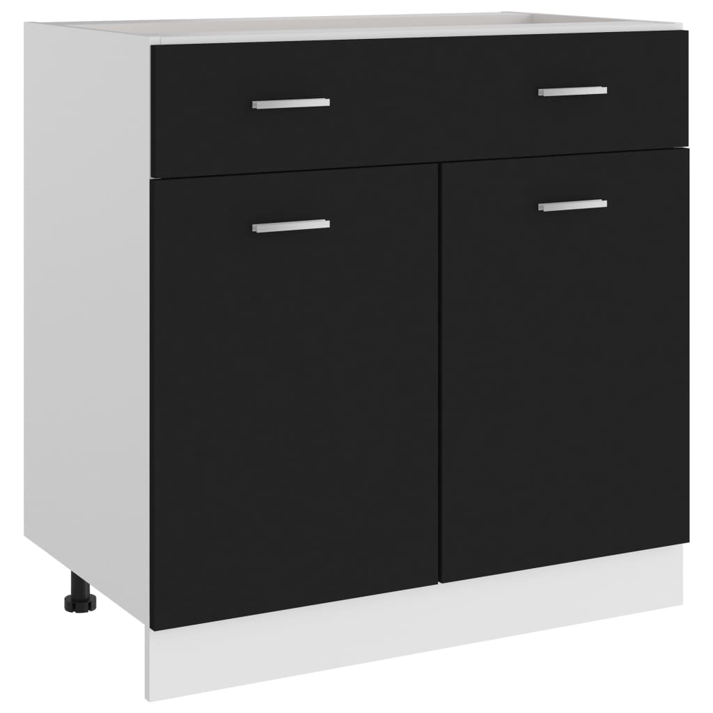 vidaXL Cajón bajo "Lyon" negro, 80 x 46 x 81,5 cm, madera de ingeniería