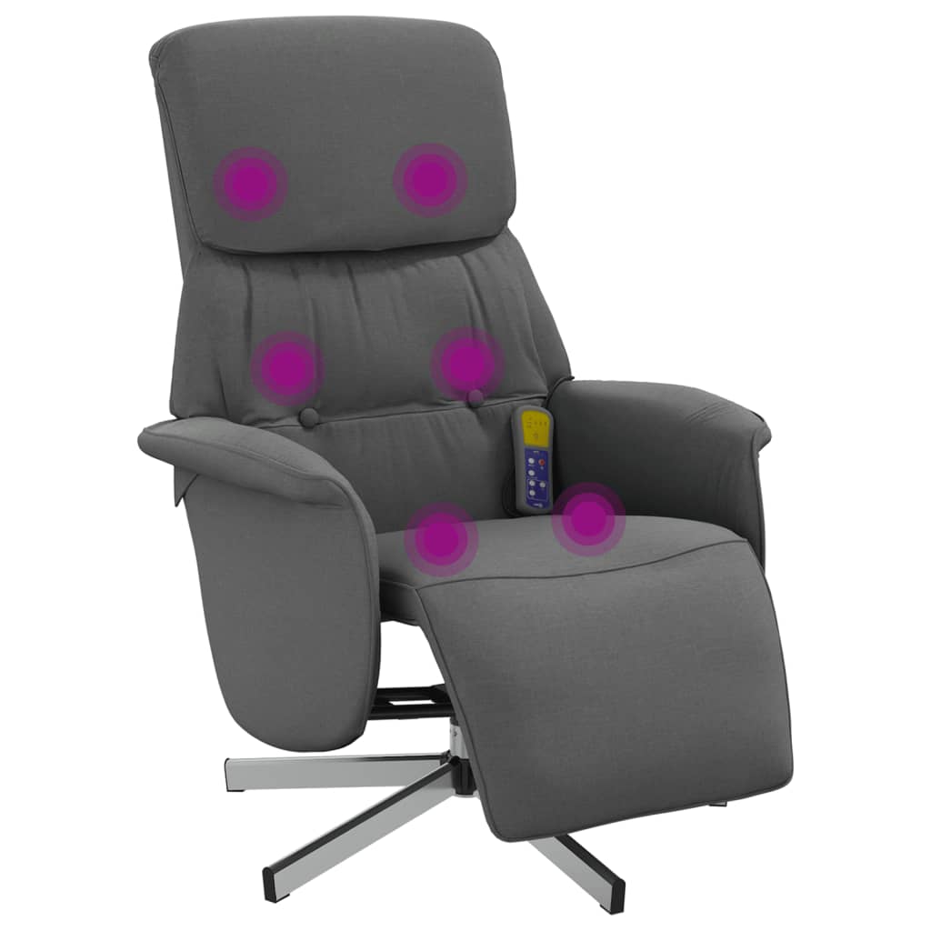 Vidaxl Sillón Reclinable de Masaje con Reposapiés en Tela - Gris Claro