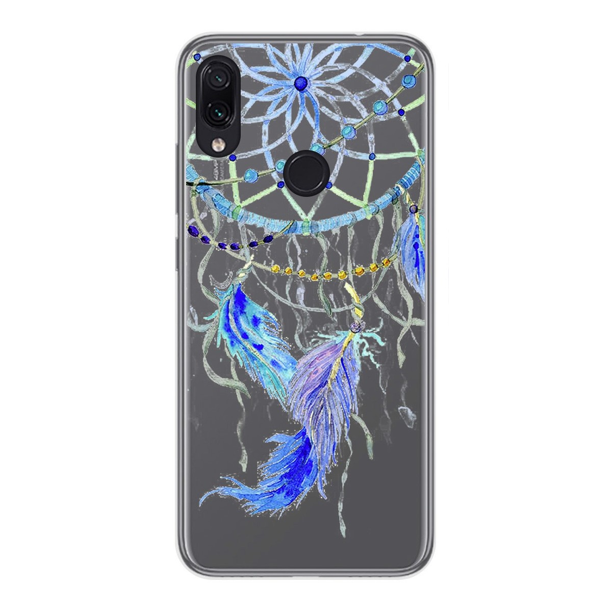 Tumundosmartphone Funda Gel Transparente para Xiaomi Redmi Note 7 diseño Plumas Dibujos