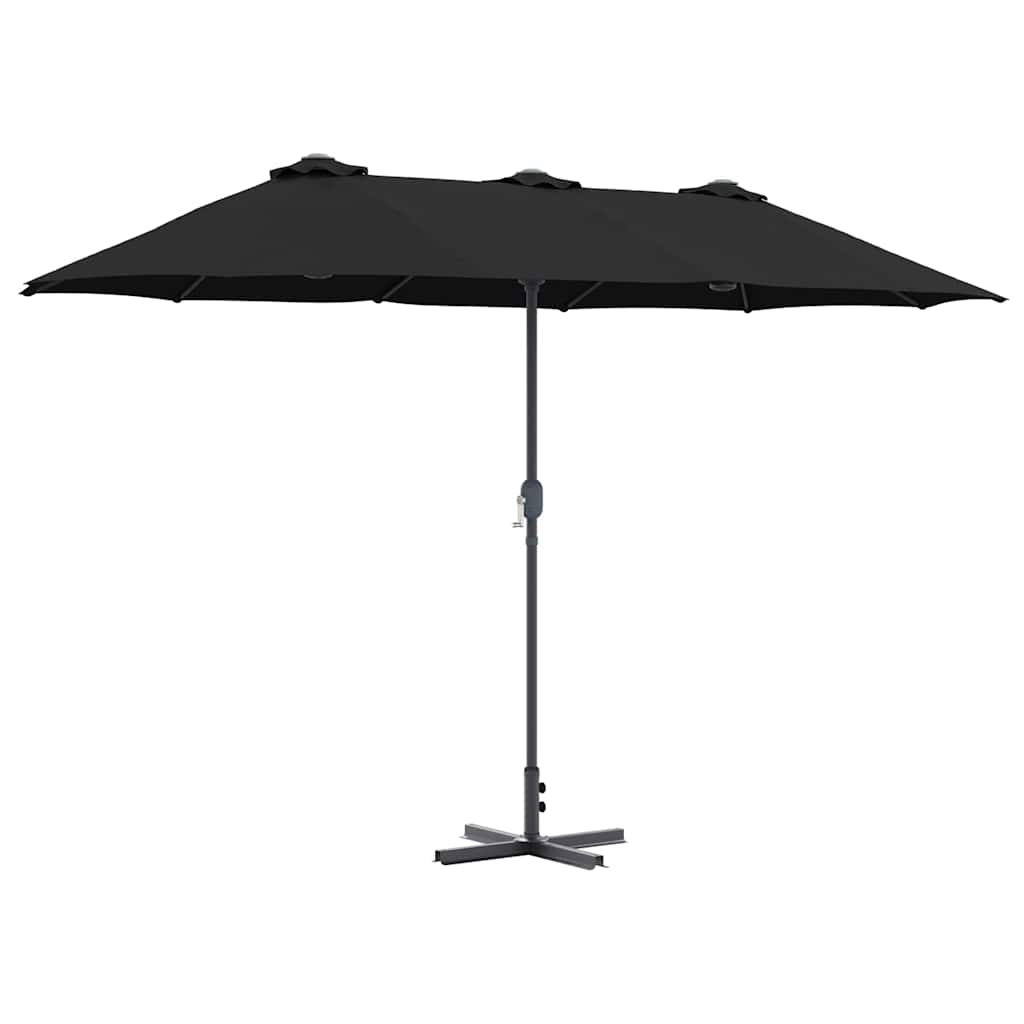 vidaXL Sombrilla de jardín Negro 370 x 197 x 239 cm