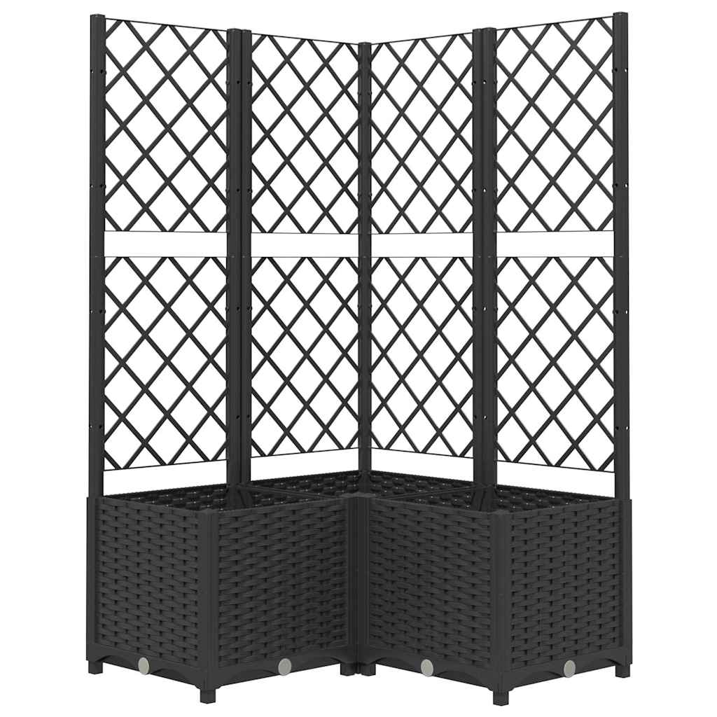 vidaXL Jardinera con enrejado PP negro 80x80x136 cm