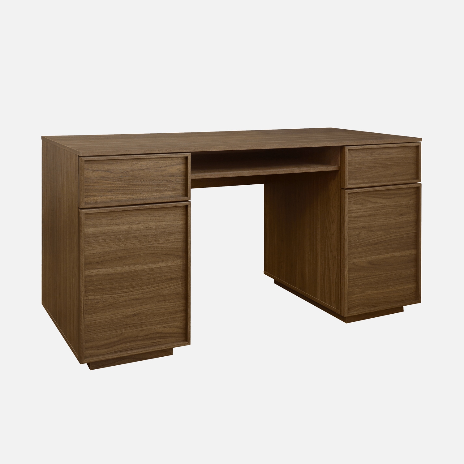 sweeek - Escritorio efecto madera con 2 puertas y 2 cajones, 140cm , Kuba , 140x55x77