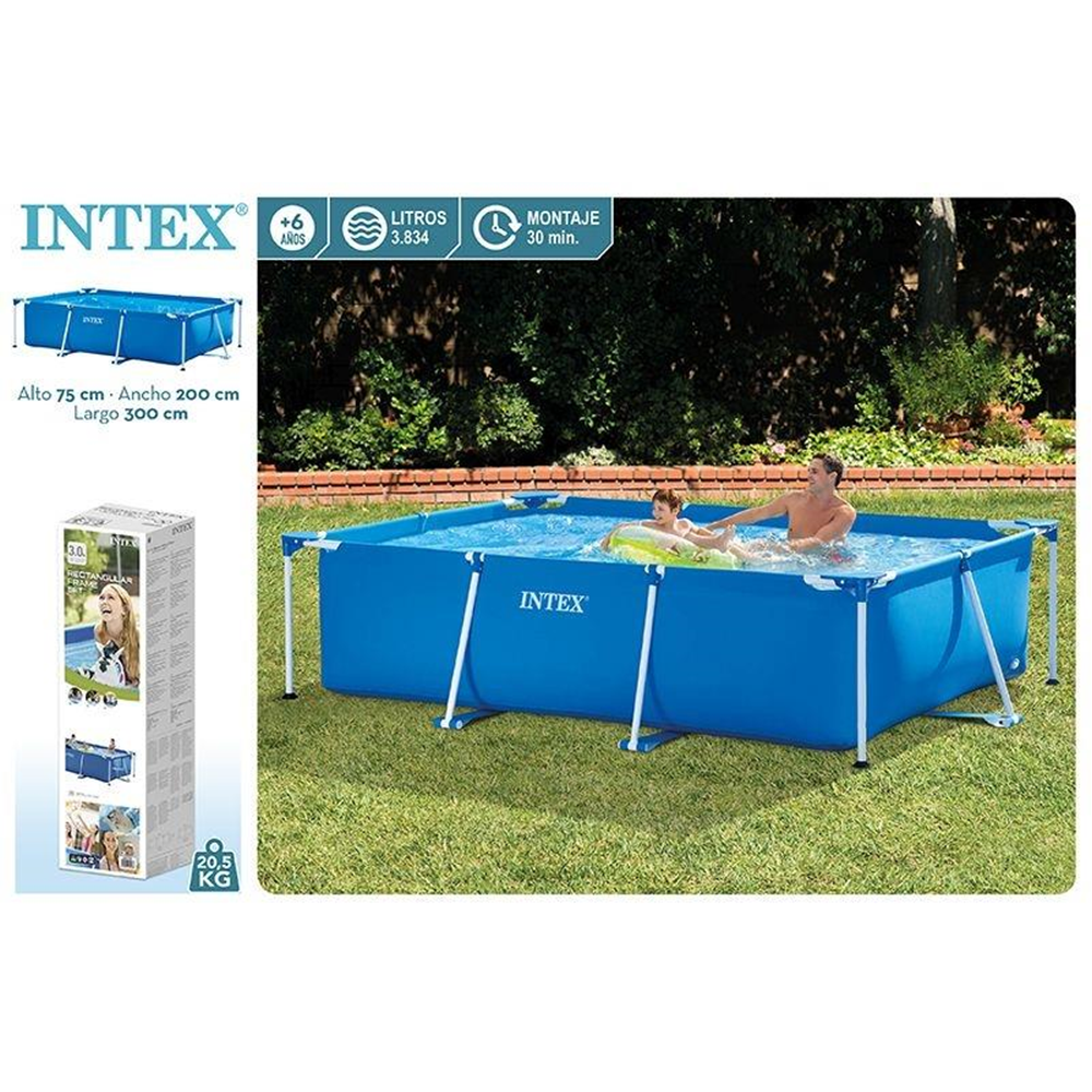 Piscina rectangular desmontable (capacidad 3834 litros) (+ 6 años) 300x200x75 cm (Color Baby 58981)