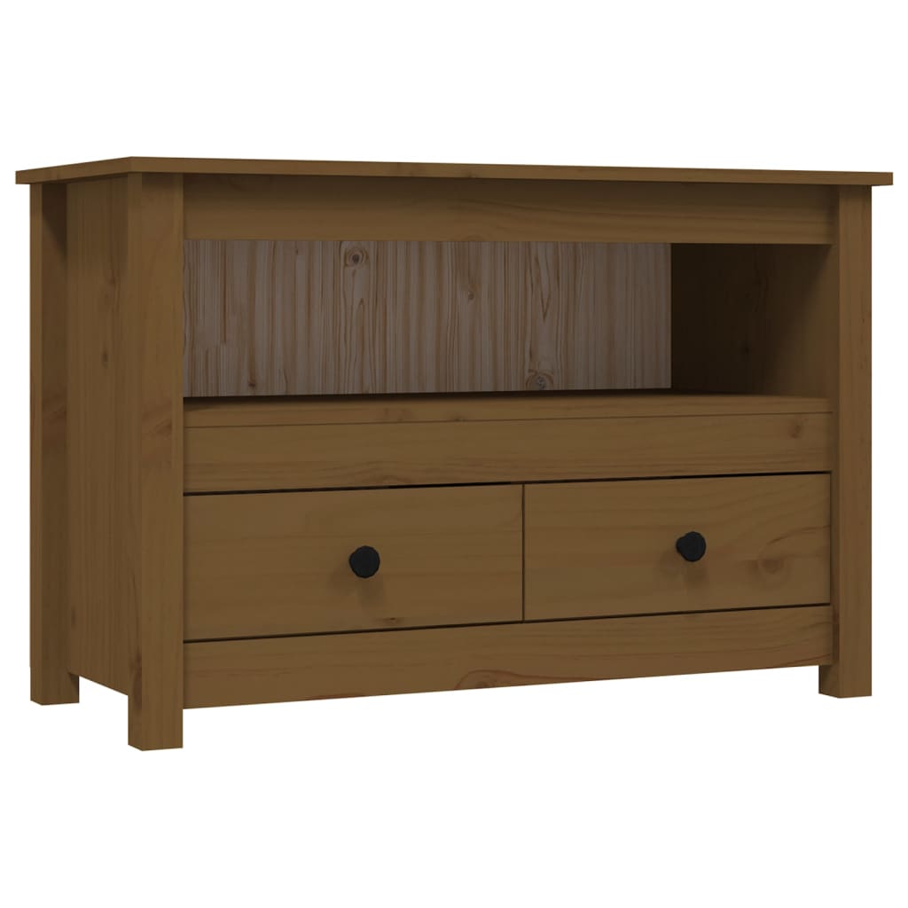 vidaXL Mueble de TV madera maciza de pino marrón miel 79x35x52 cm