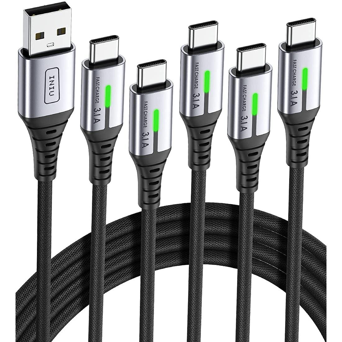 Cable USB C [3Pack 2M] Cable USB C Carga Rapida 3.1A Cargador Tipo C Nylon  Carga Rápida y Sincronización Cable USB C para Samsung Galaxy S22 S21 S20