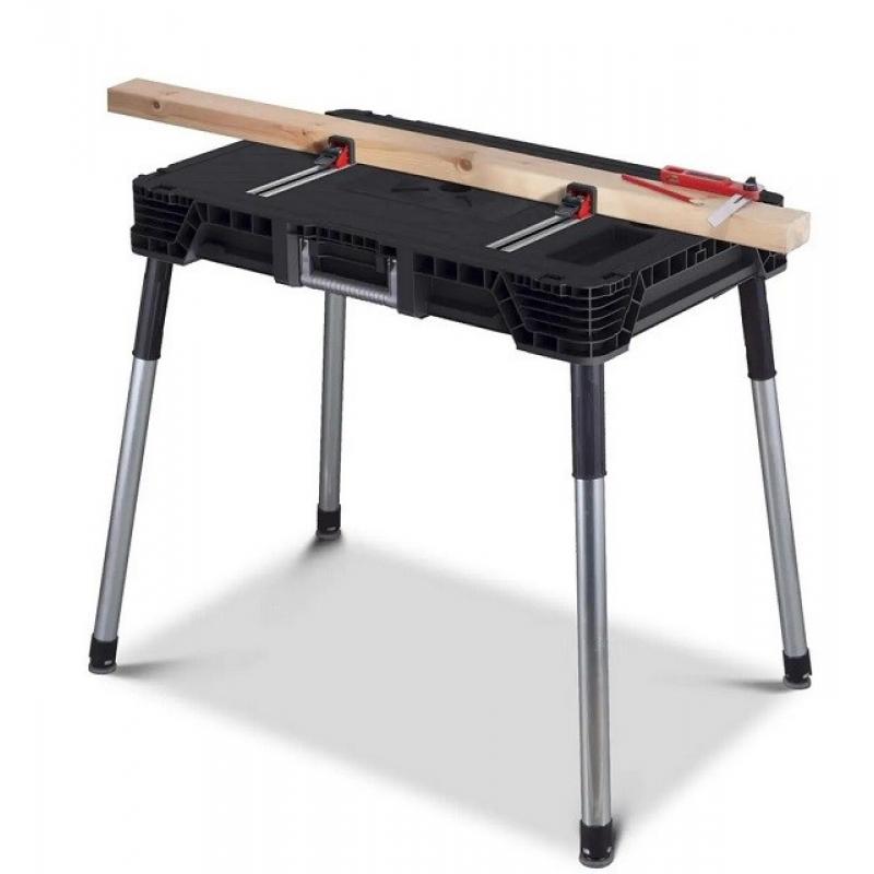 Keter Jobmade mesa de trabajo portátil con patas de metal de alta resistencia para bricolaje, Negro