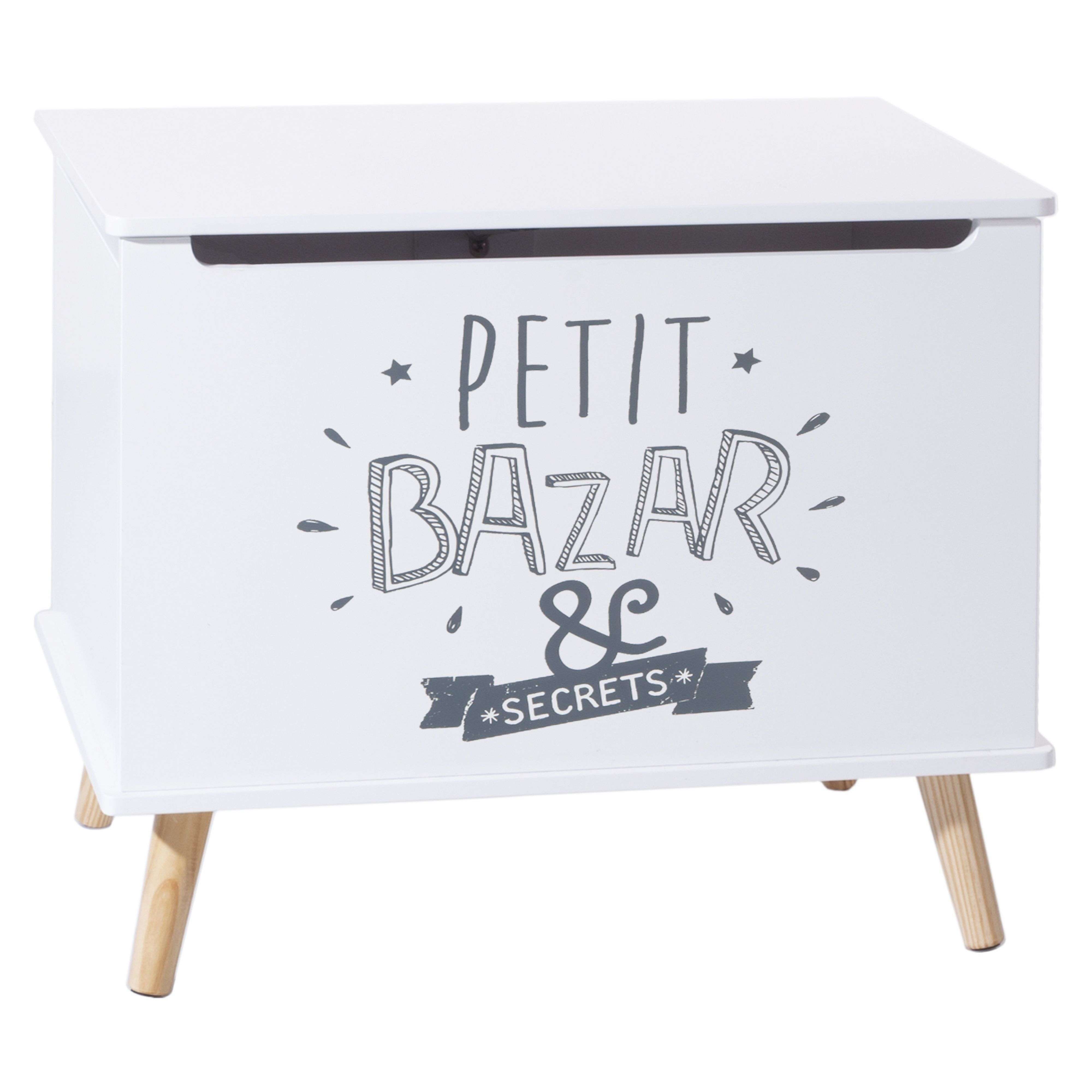 Miroytengo Baúl Infantil Estampado con 1 Cajón y Patas 58 cm Melamina Color Blanco