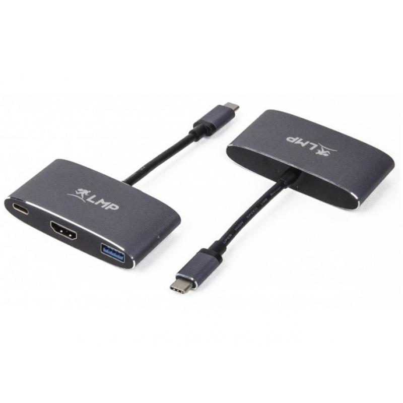 Adaptador multipuerto de carga USB-C (m) a HDMI [4Kx2K] (f) y USB 3.0 (f) y USB-C, gris espacial