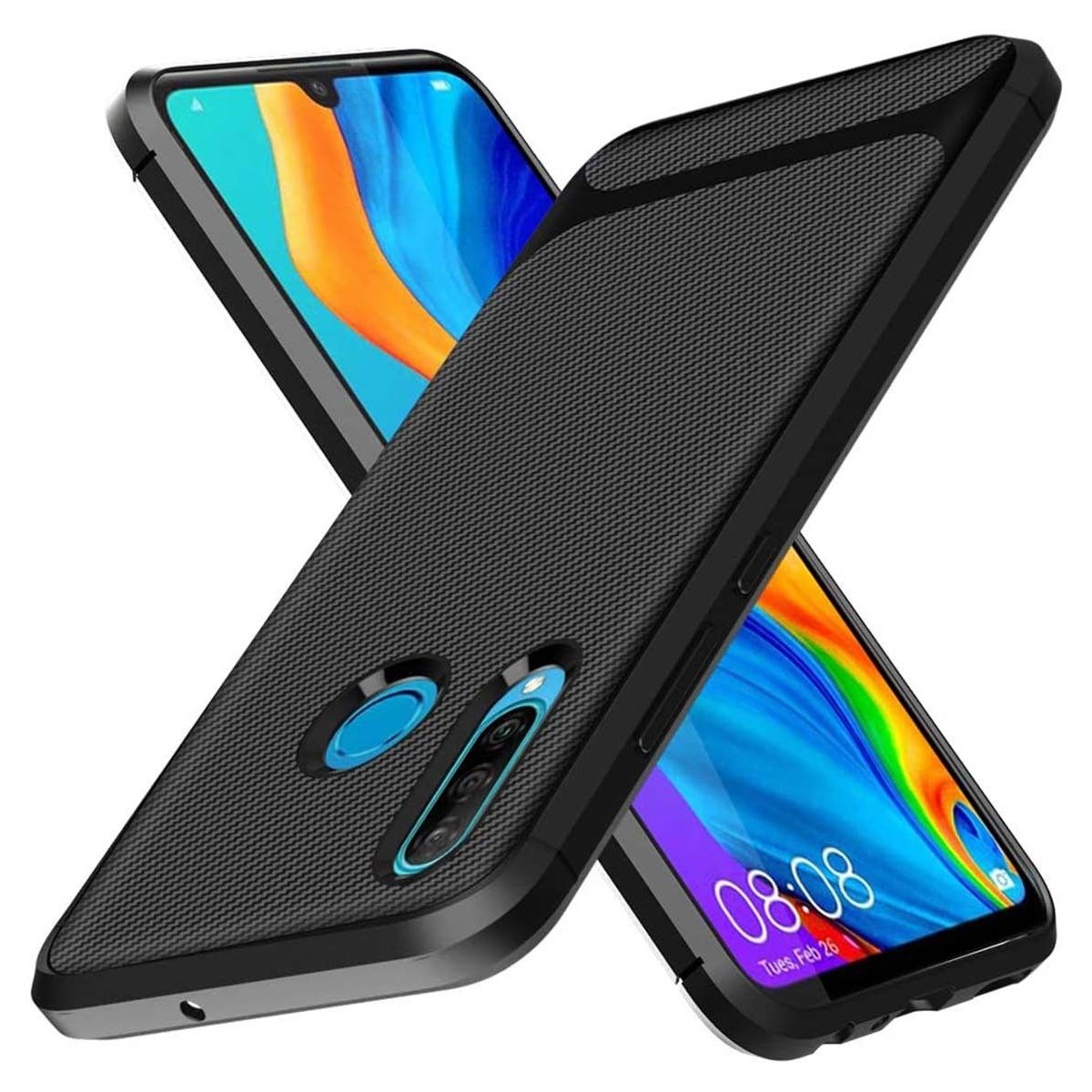 Tumundosmartphone Funda Silicona Gel Tpu Nuevo Carbon Negra para Huawei Y5p