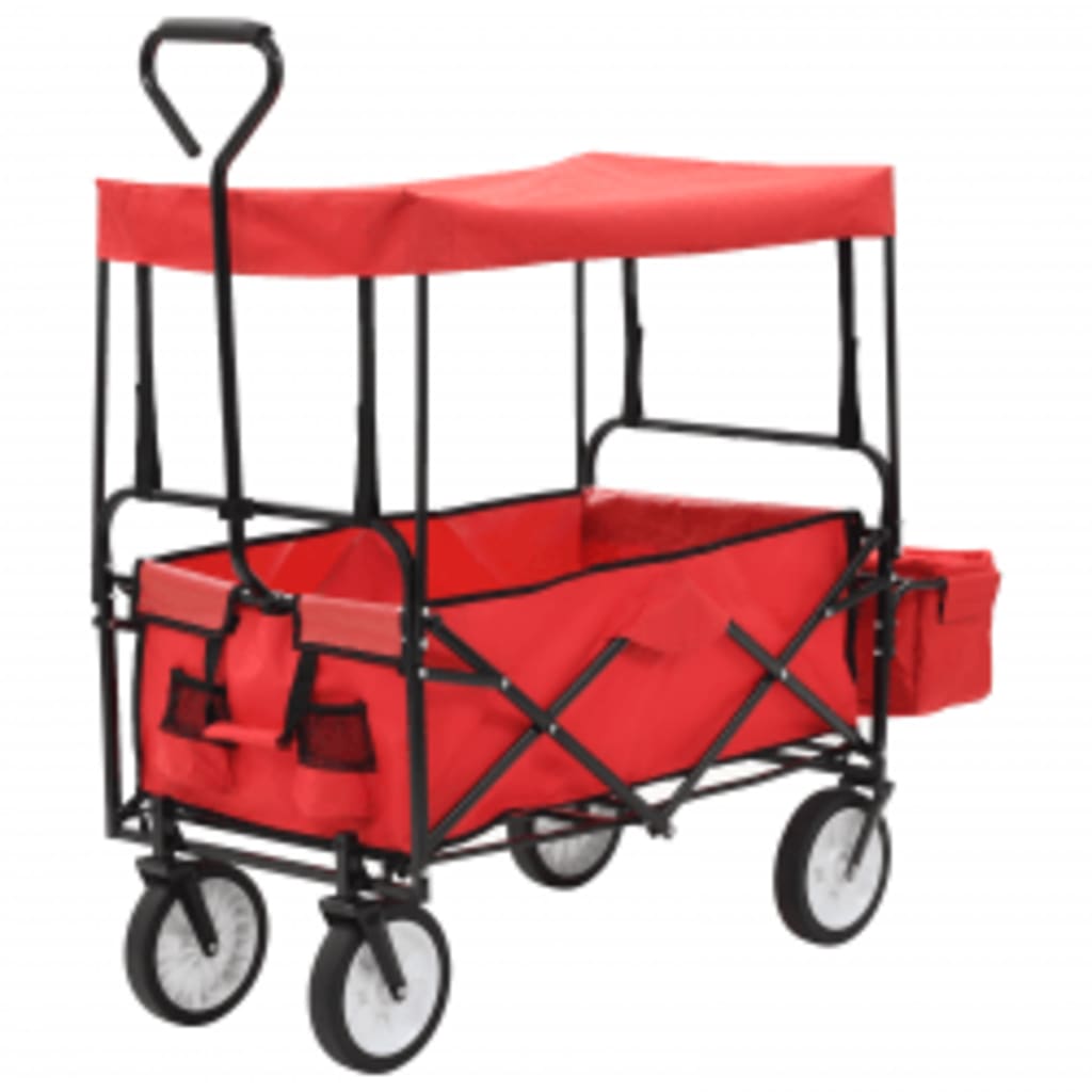 vidaXL Carrito de Mano Plegable de Acero con Capota Abatible Carro Viaje Color Azul,  Gris,  Rojo y mas