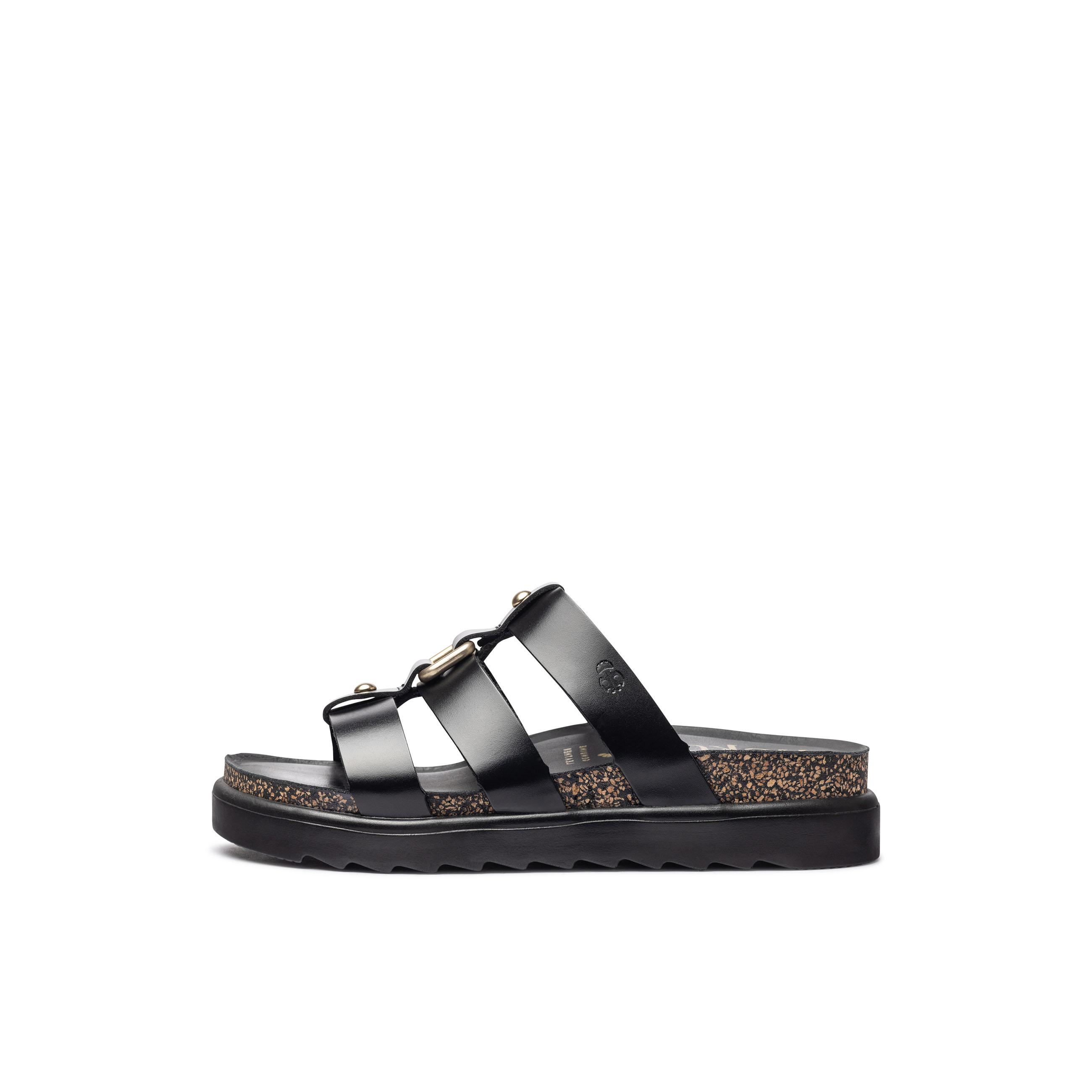 YOKONO sandalia plana TUNEZ-256 NEGRO | Zapatos mujer Primavera-Verano | Piel vacuna  Napa | 2 CM