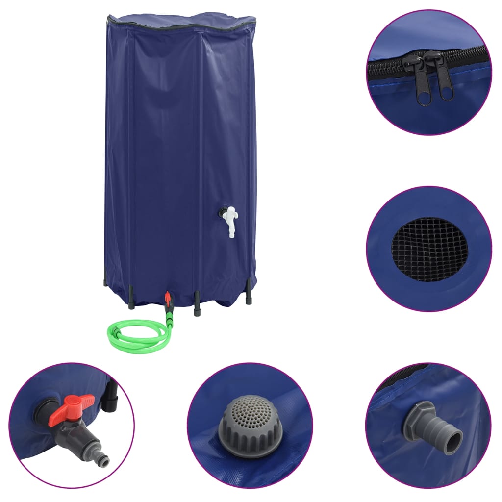 vidaXL Depósito de Agua Plegable con Grifo Bidón Contenedor Almacenaje PVC 380 l Color Verde,  Negro,  Azul y mas